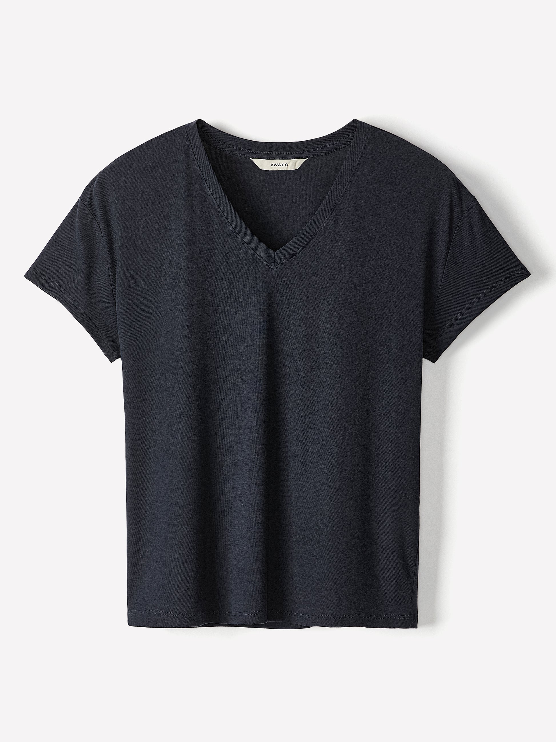 Knit Pullover V-Neck Tee Silk Blend