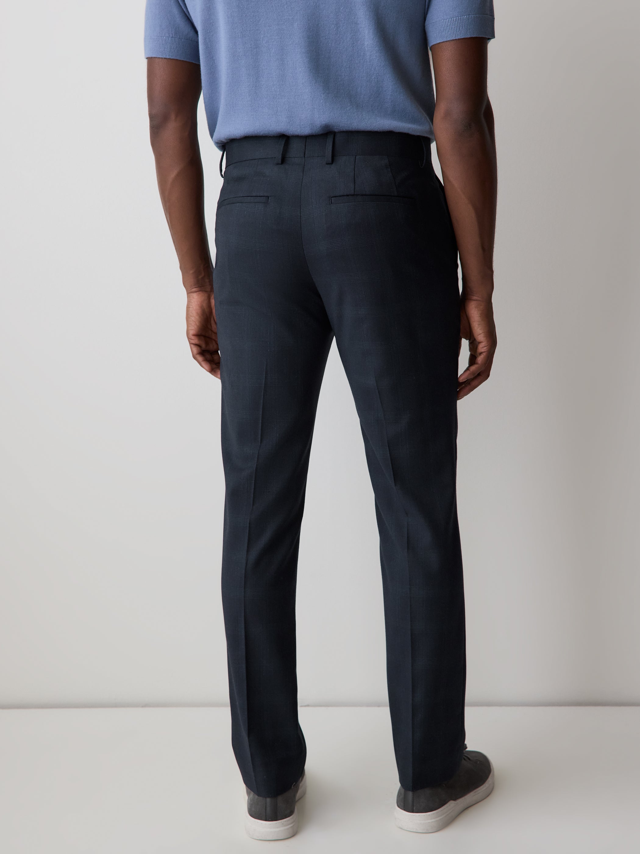 Slim Fit Navy Checkered Suit Pant