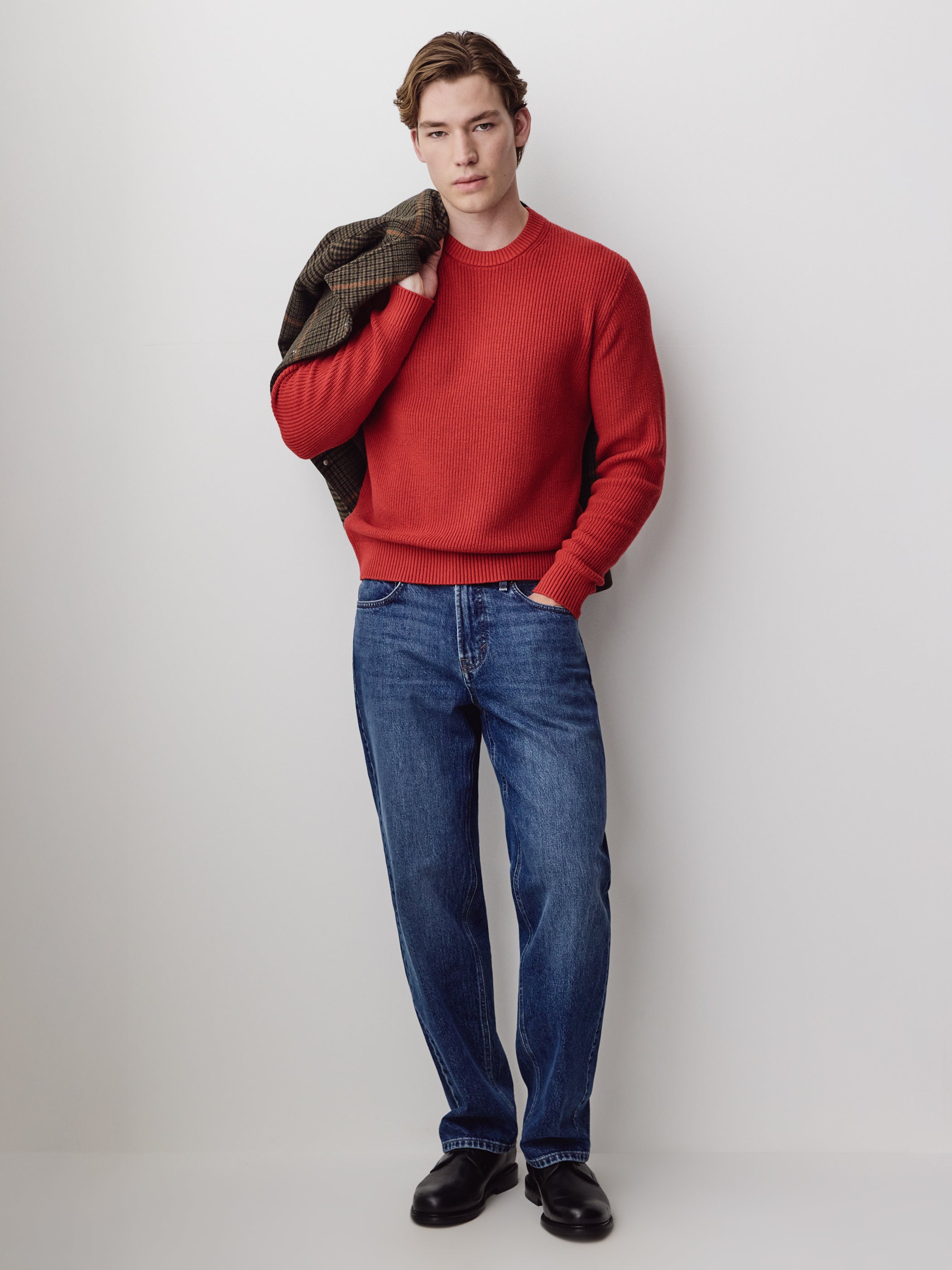 Knit Crewneck Sweater Cotton Cashmere Blend