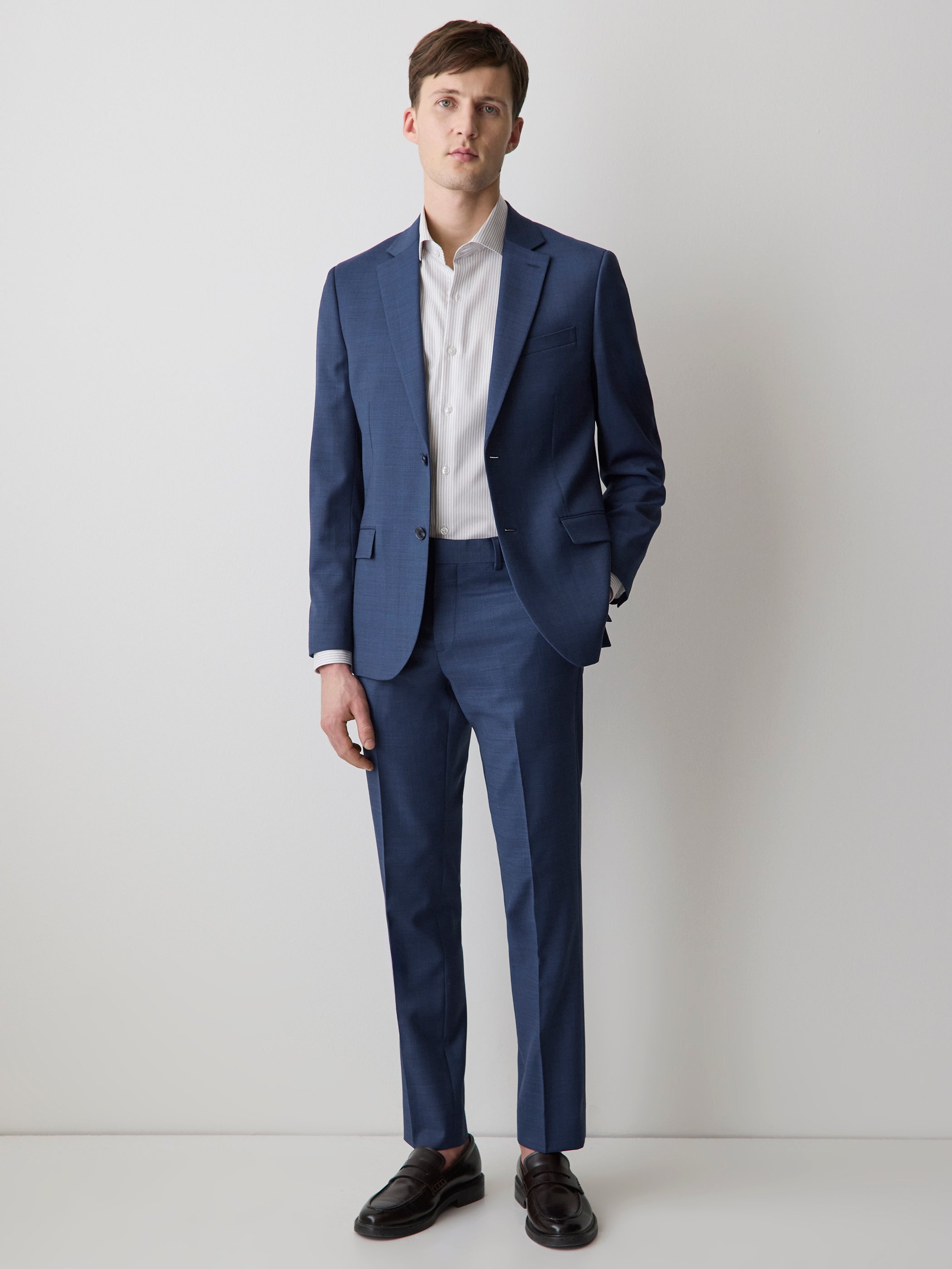 Blue Slim Fit Wool Suit Pant