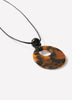 Long Cord Necklace with Tortoise Acrylic Pendant