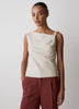 Woven Linen Blend Blouse with Shoulder Twist