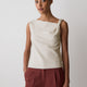 Woven Linen Blend Blouse with Shoulder Twist
