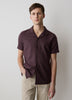 Short-Sleeve Herringbone Shirt with Camp Collar
