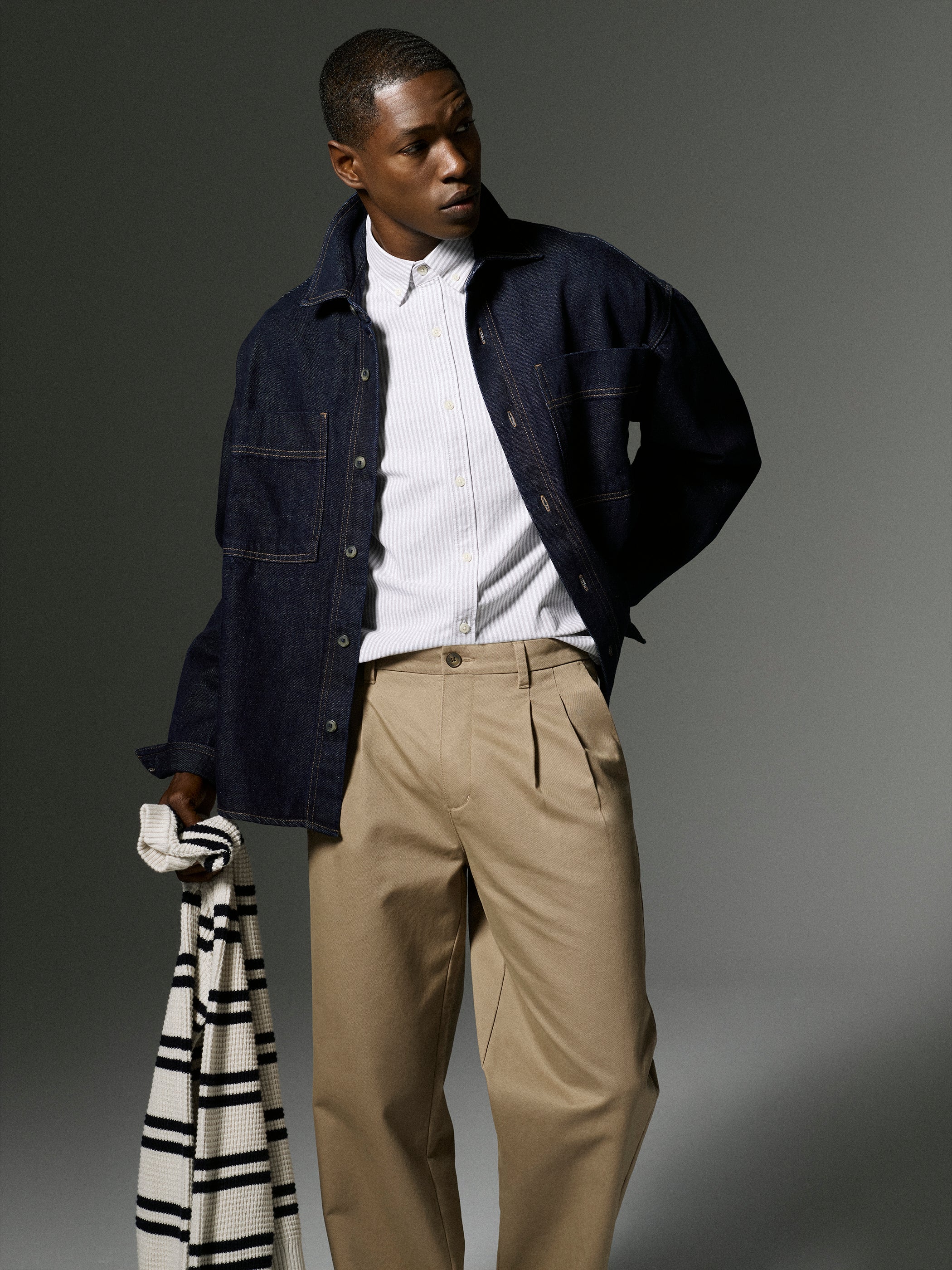 Woven Tailored Collar Cotton Shirt Long Sleeve
