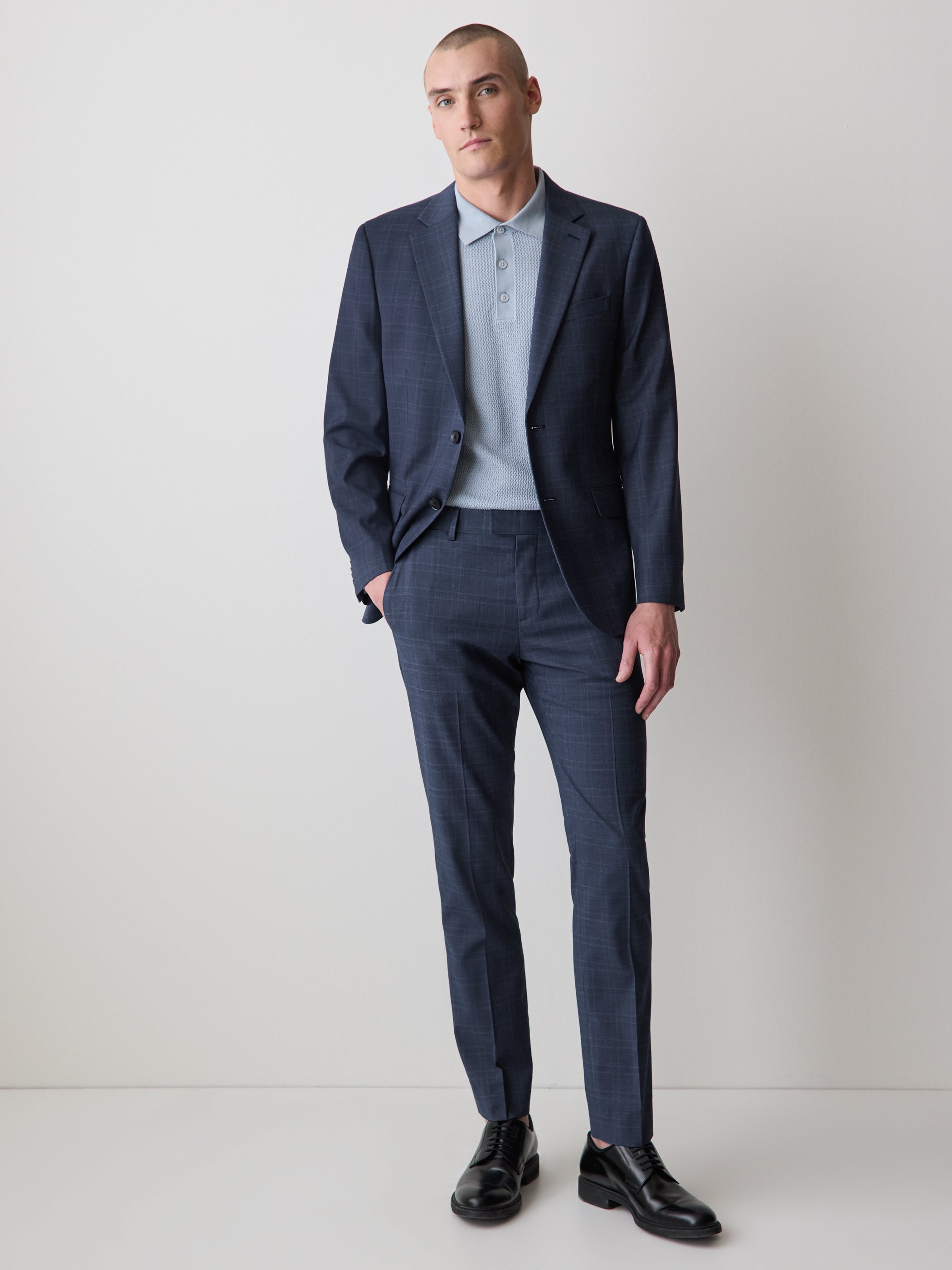 Slim Fit Blue Check Woven Blazer