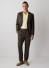 Linen-Blend Tapered-Leg Pleated Pant