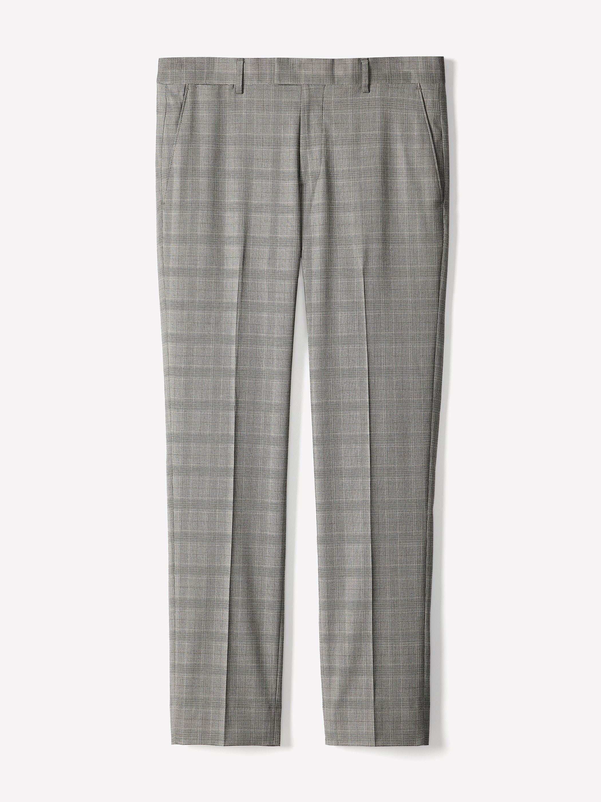 Slim-Fit Checkered Grey Suit Pant