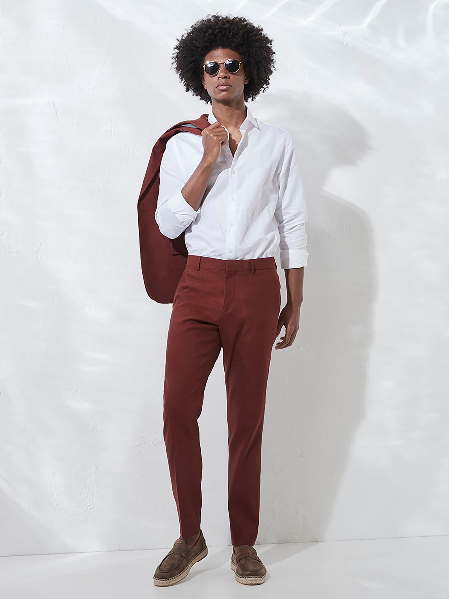 Slim Fit Stretch Linen Suit Pant