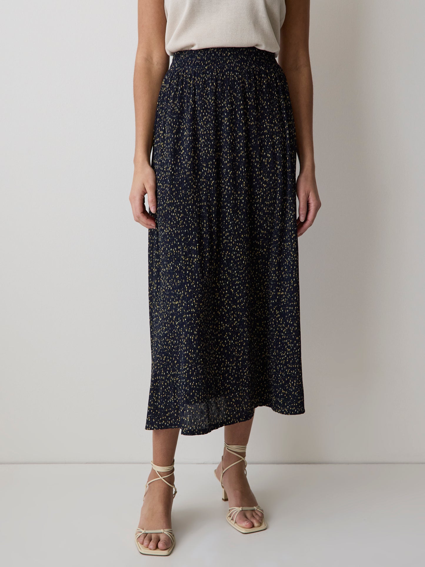 High-Rise Flare Midi Skirt