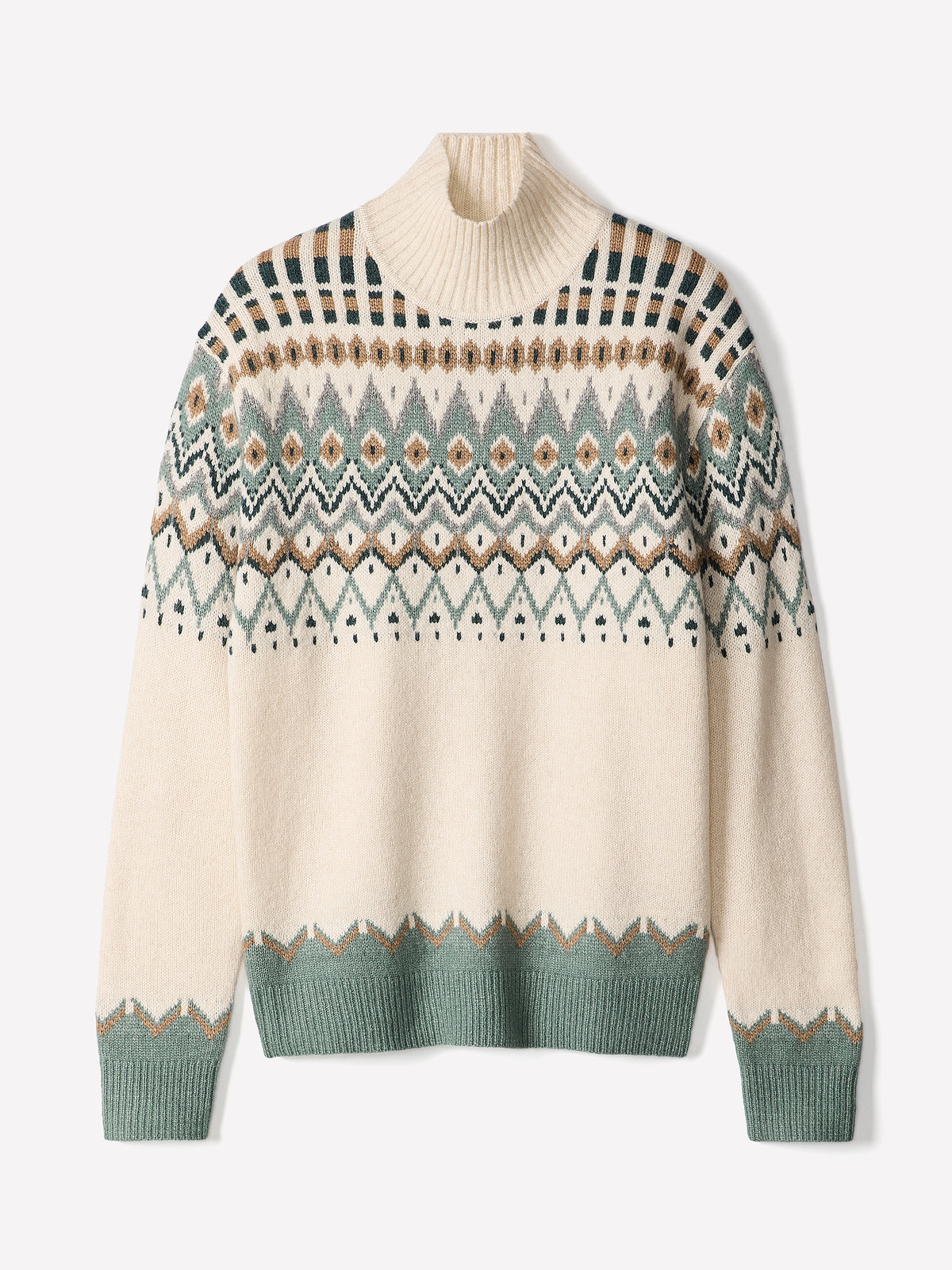 Knit Fairisle High Mock Sweater