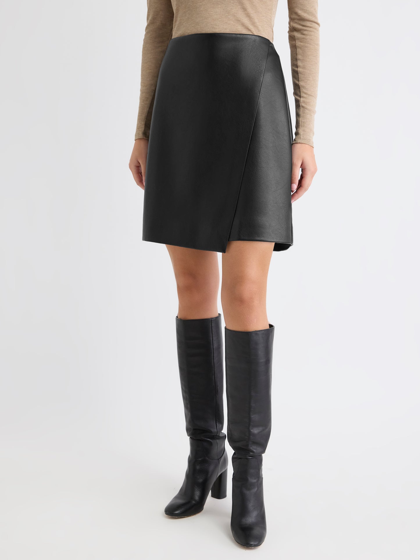 Faux Leather Mini Wrap Skirt