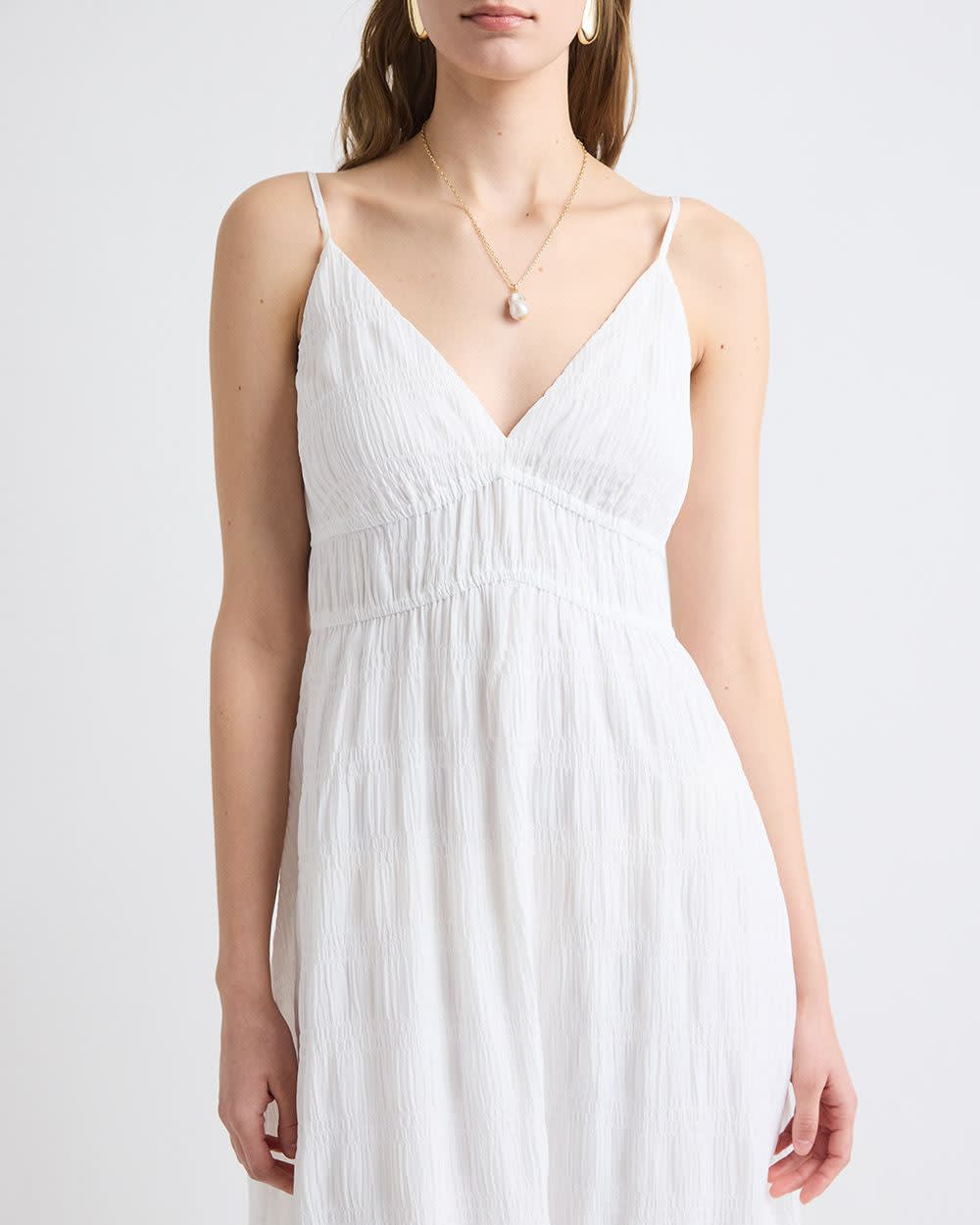 Robe Maxi Sans Manches à Col V en Jacquard Texturé