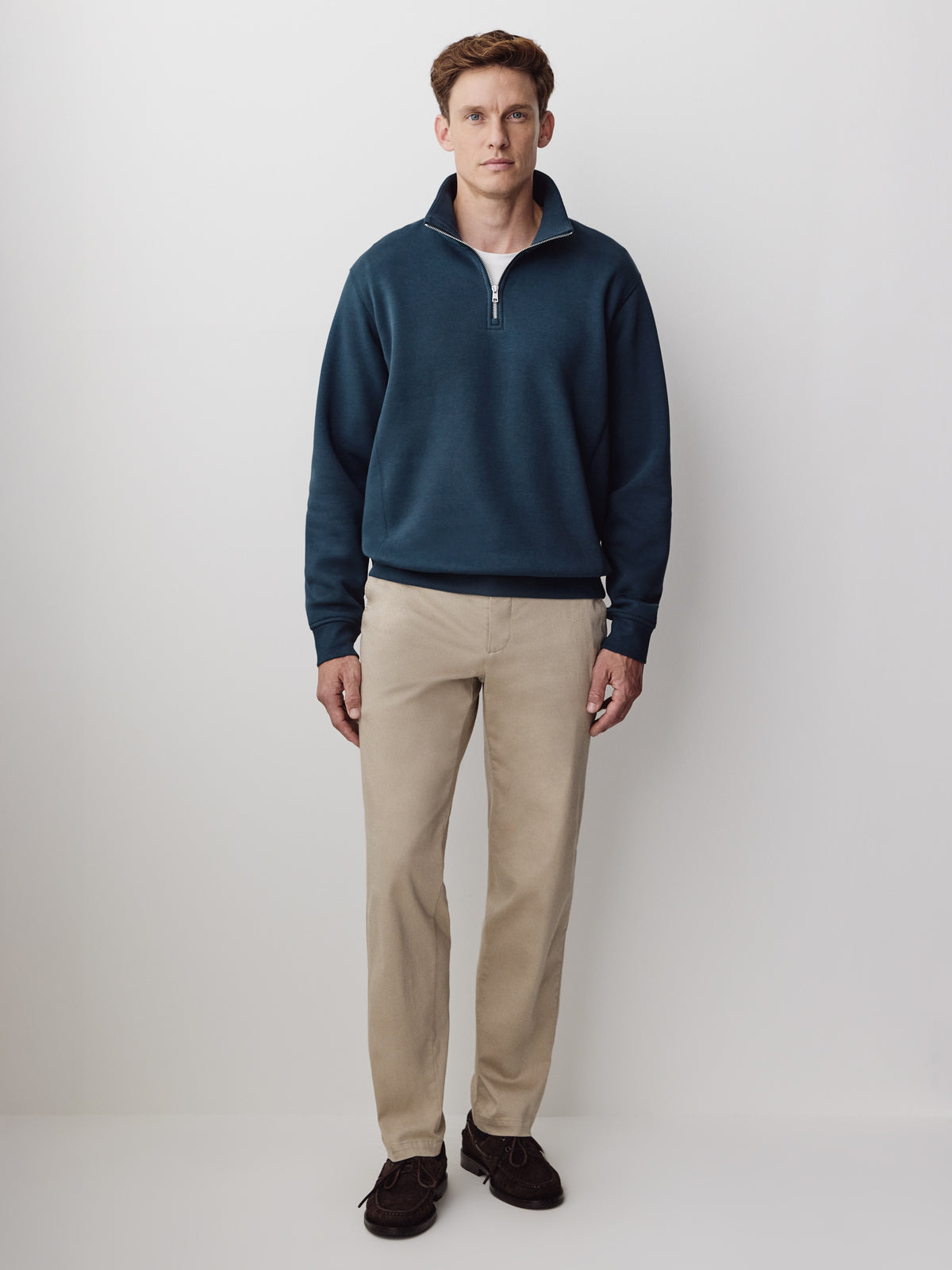 Long-Sleeve Half-Zip Mock-Neck Sweater