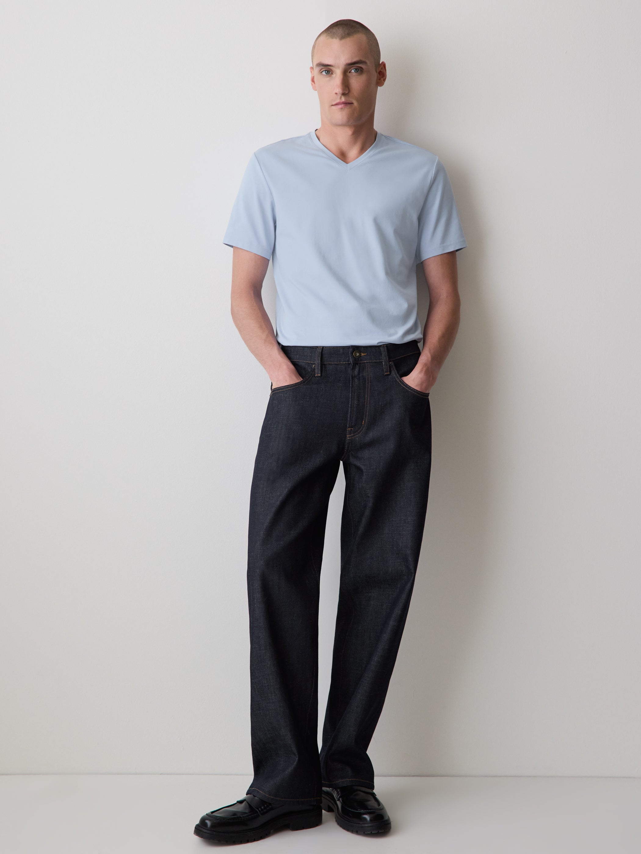 Men's V-Neck Knit T-Shirt Supima Cotton