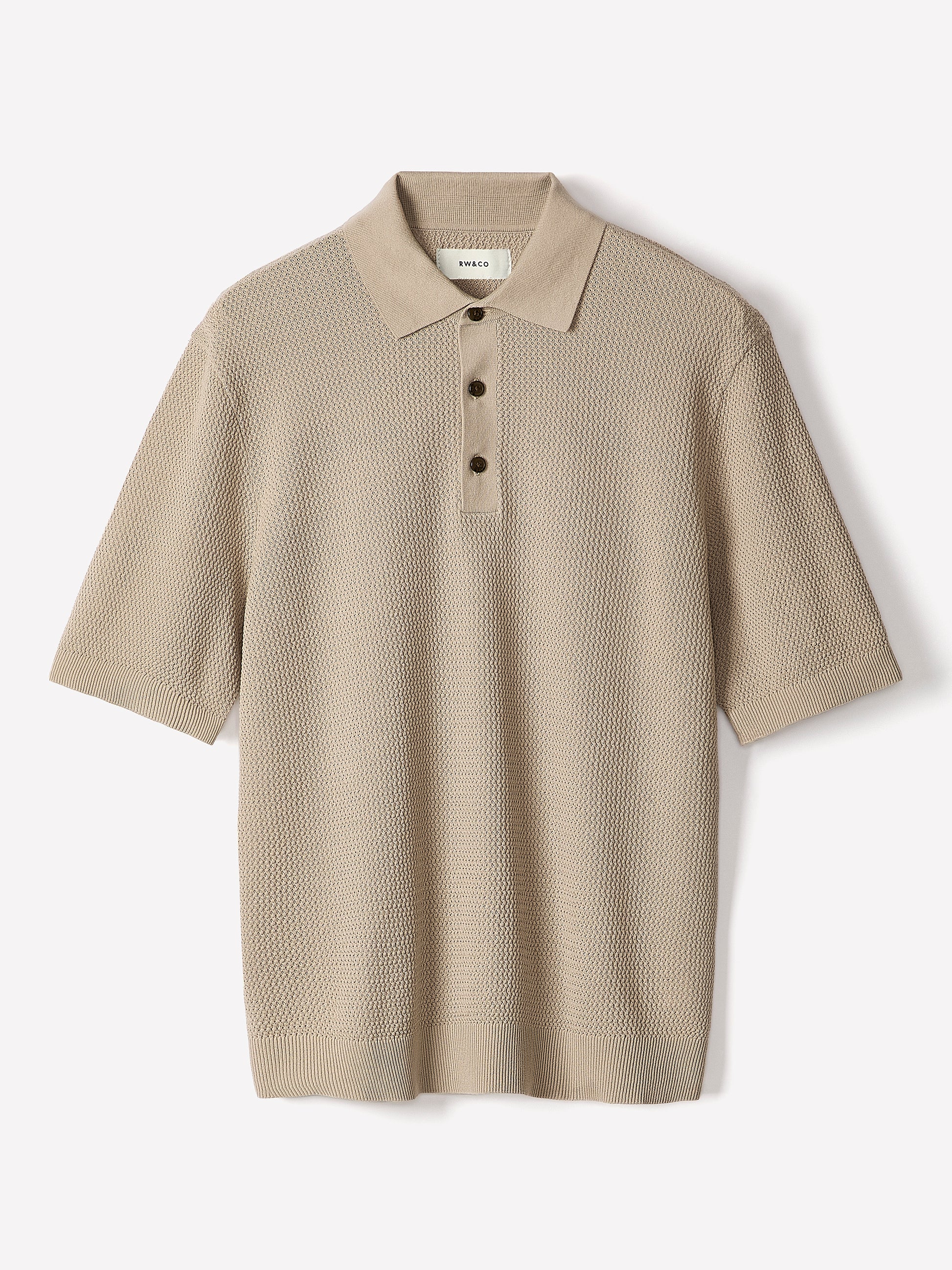Textured Short-Sleeve Polo Sweater