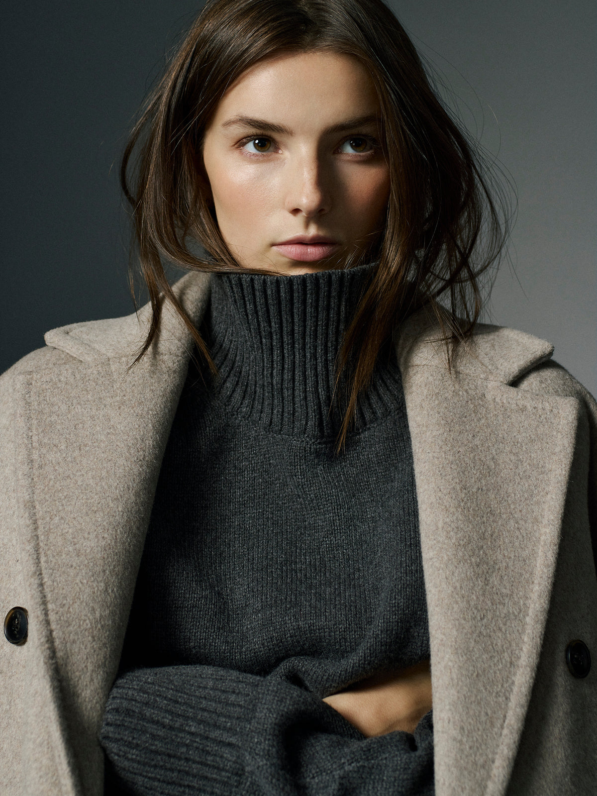 Long-Sleeve Mock-Neck Merino-Blend Sweater