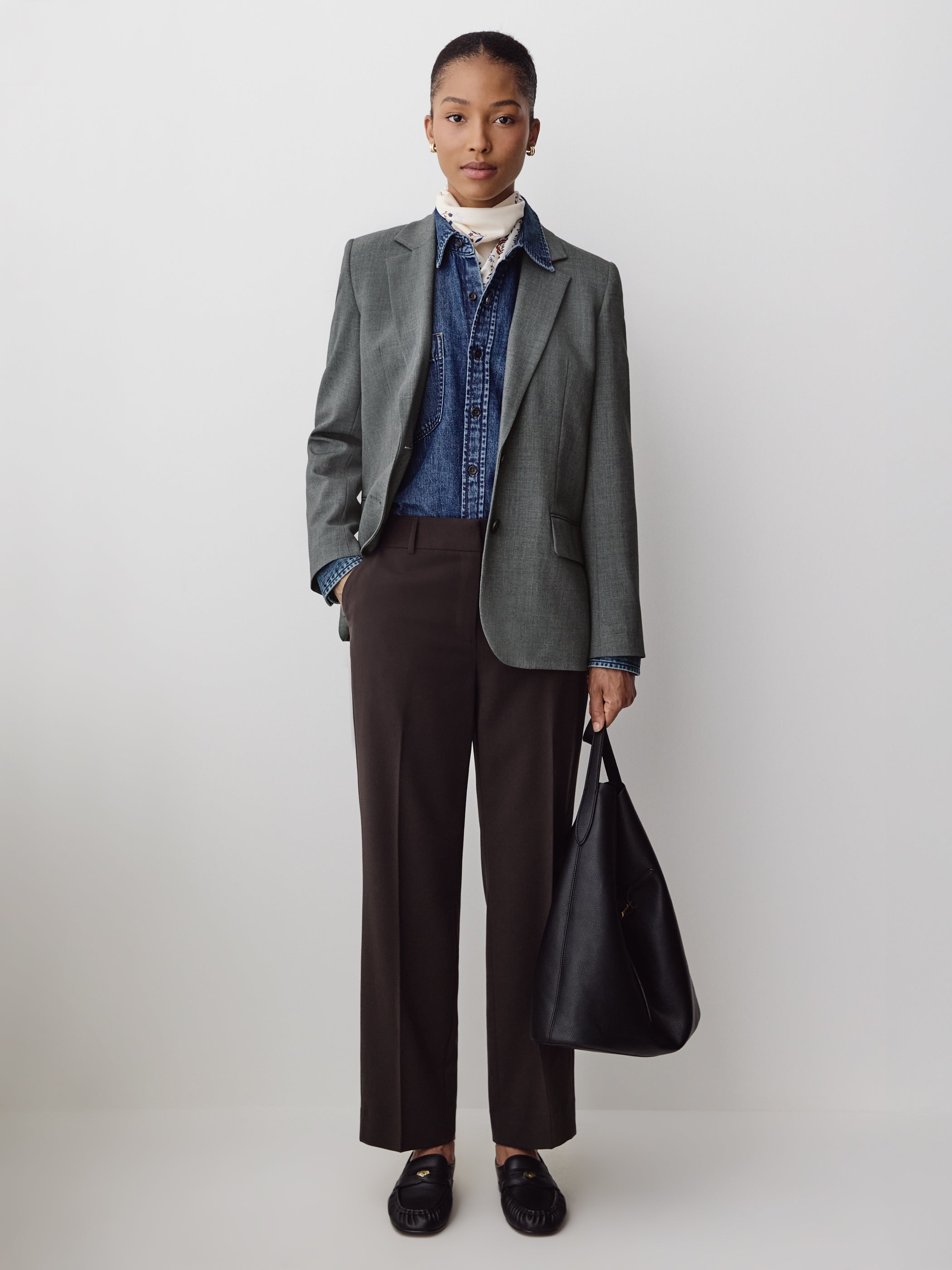 Woven Straight Crop Pant Mid Rise Stretch Fabric