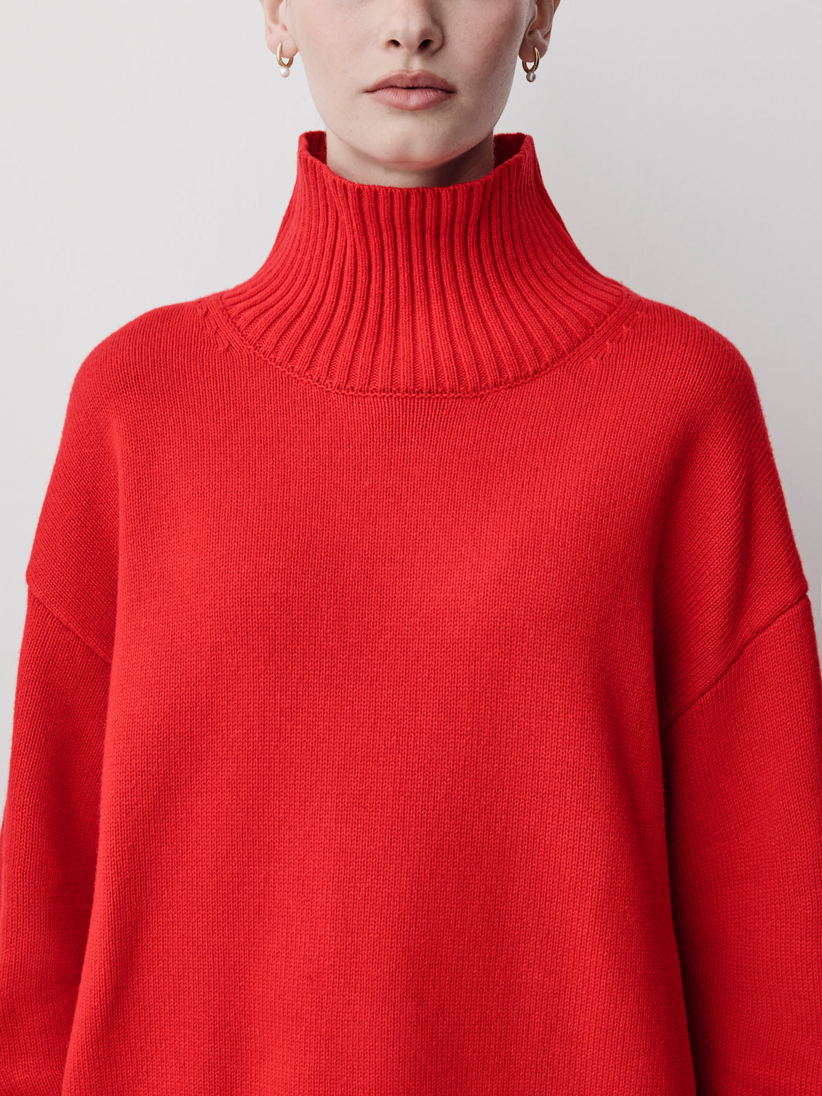 Long-Sleeve Mock-Neck Merino-Blend Sweater