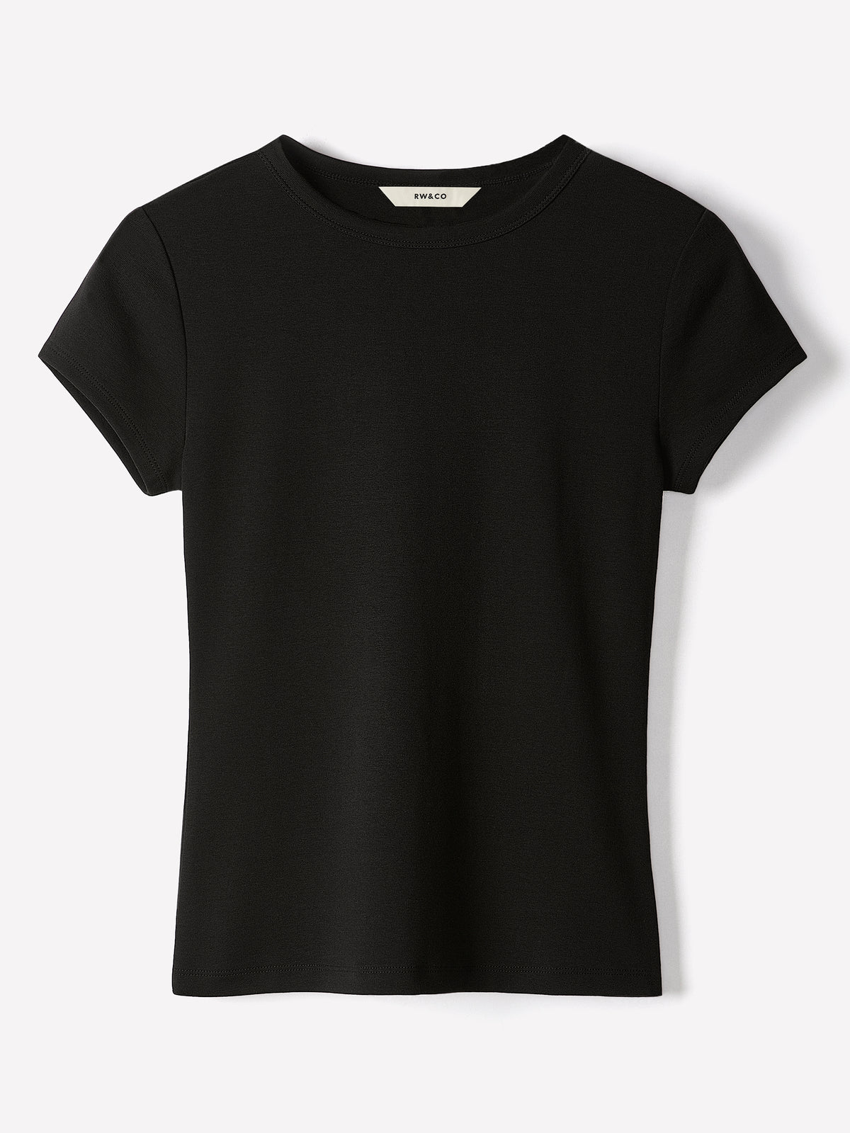 Short-Sleeve Crew-Neck Ribbed Basic Tee