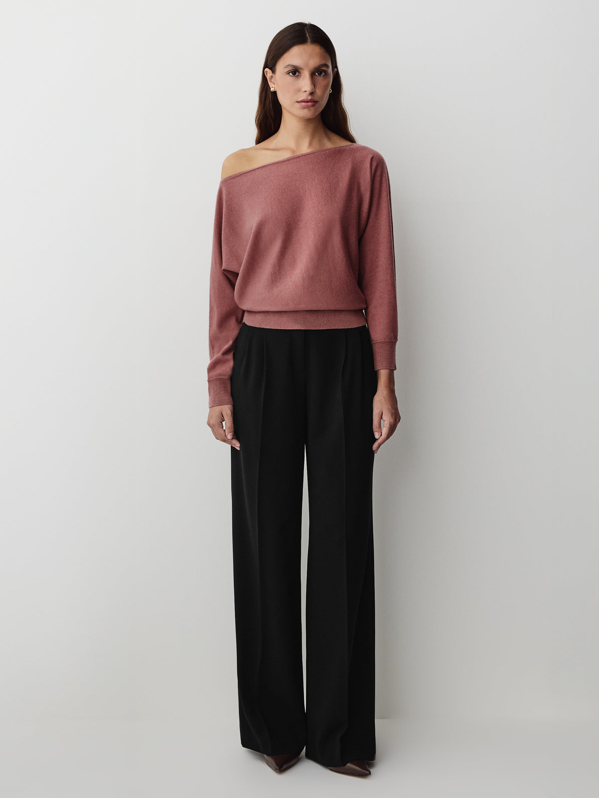 Long-Sleeve Off-the-Shoulder Merino-Wool Sweater