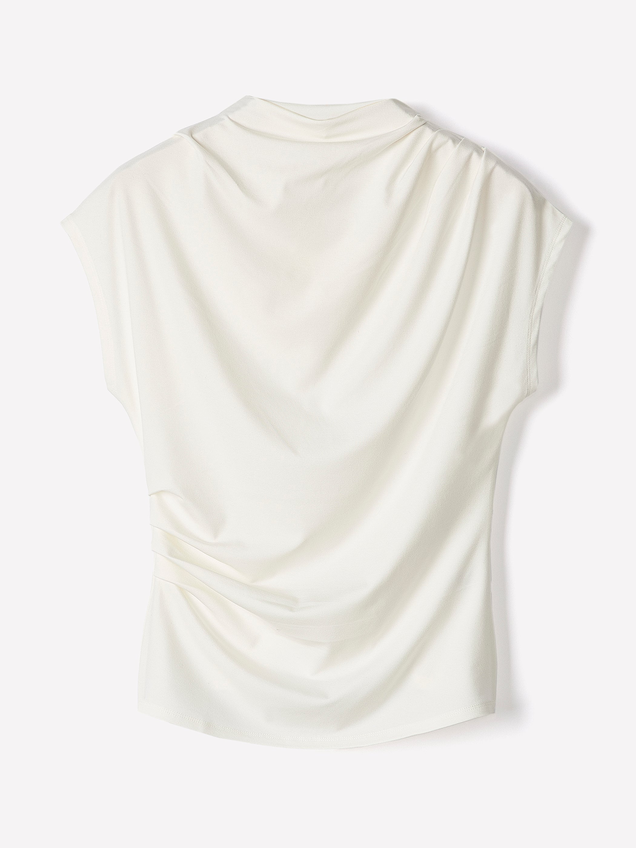 Extended-Sleeve Crew-Neck Draped Top