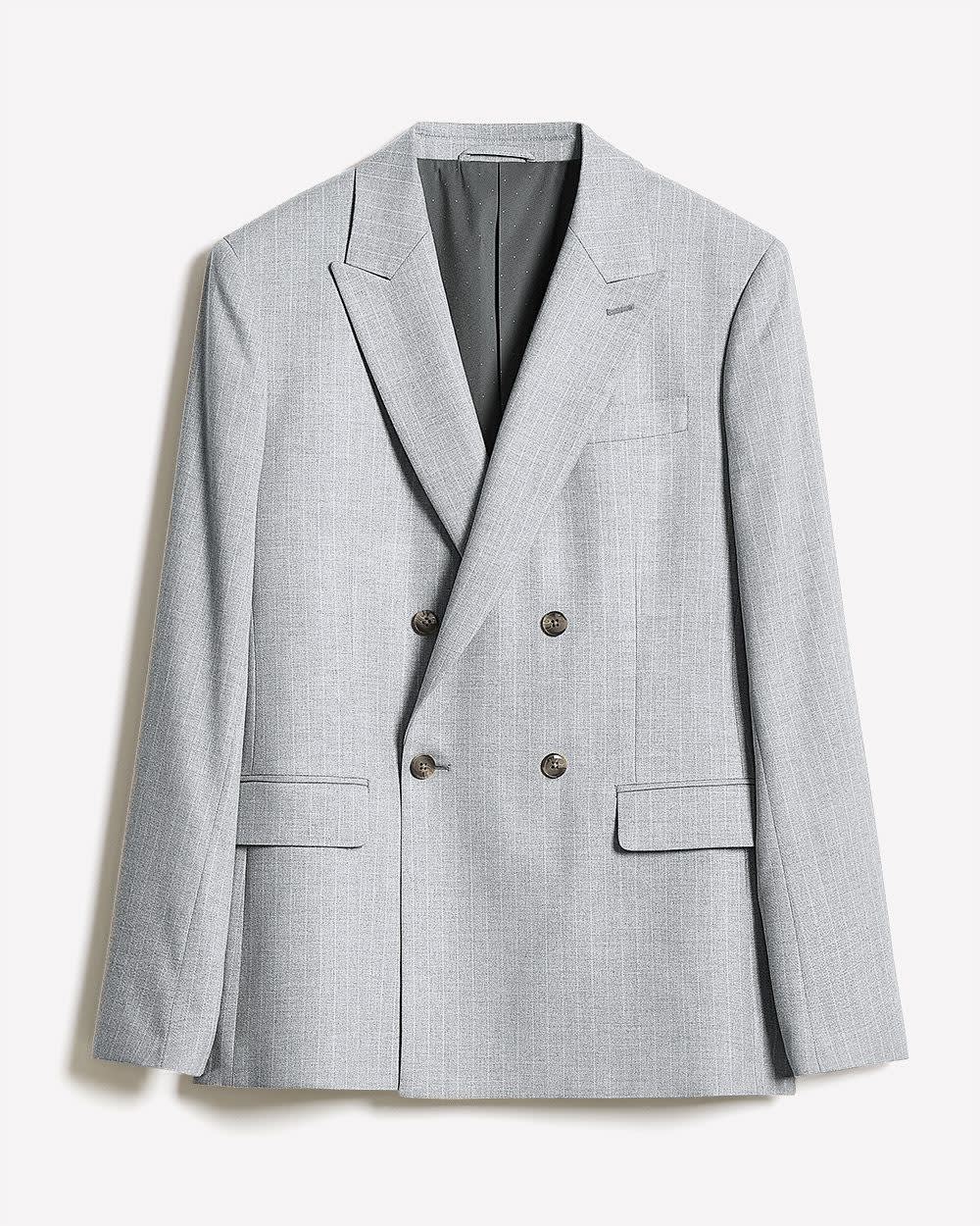 Tailored Fit Double-Breasted Striped Suit Blazer