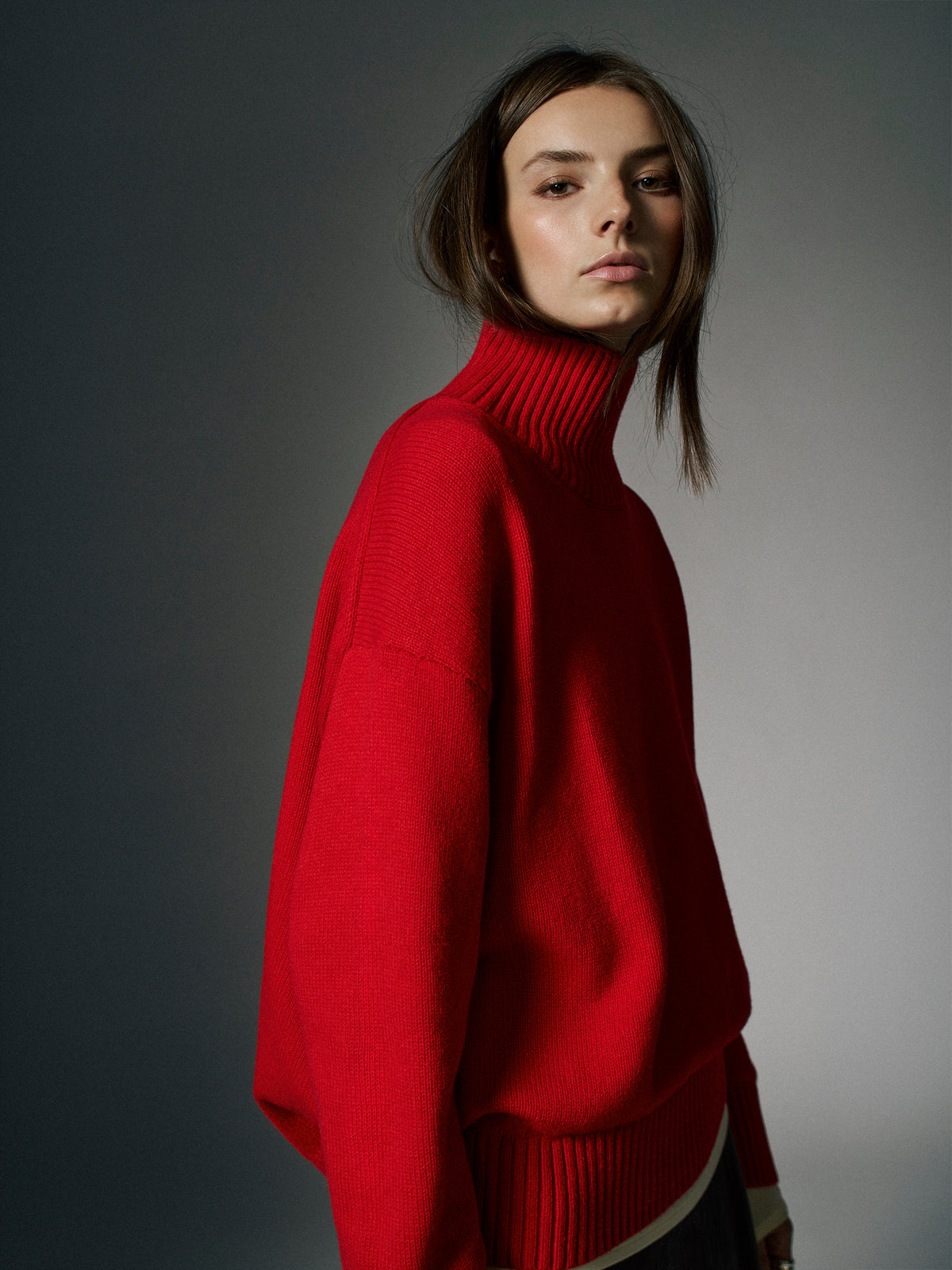 Long-Sleeve Mock-Neck Merino-Blend Sweater