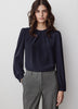 Woven Popover Blouse, Luxe Crepe, Long Sleeve