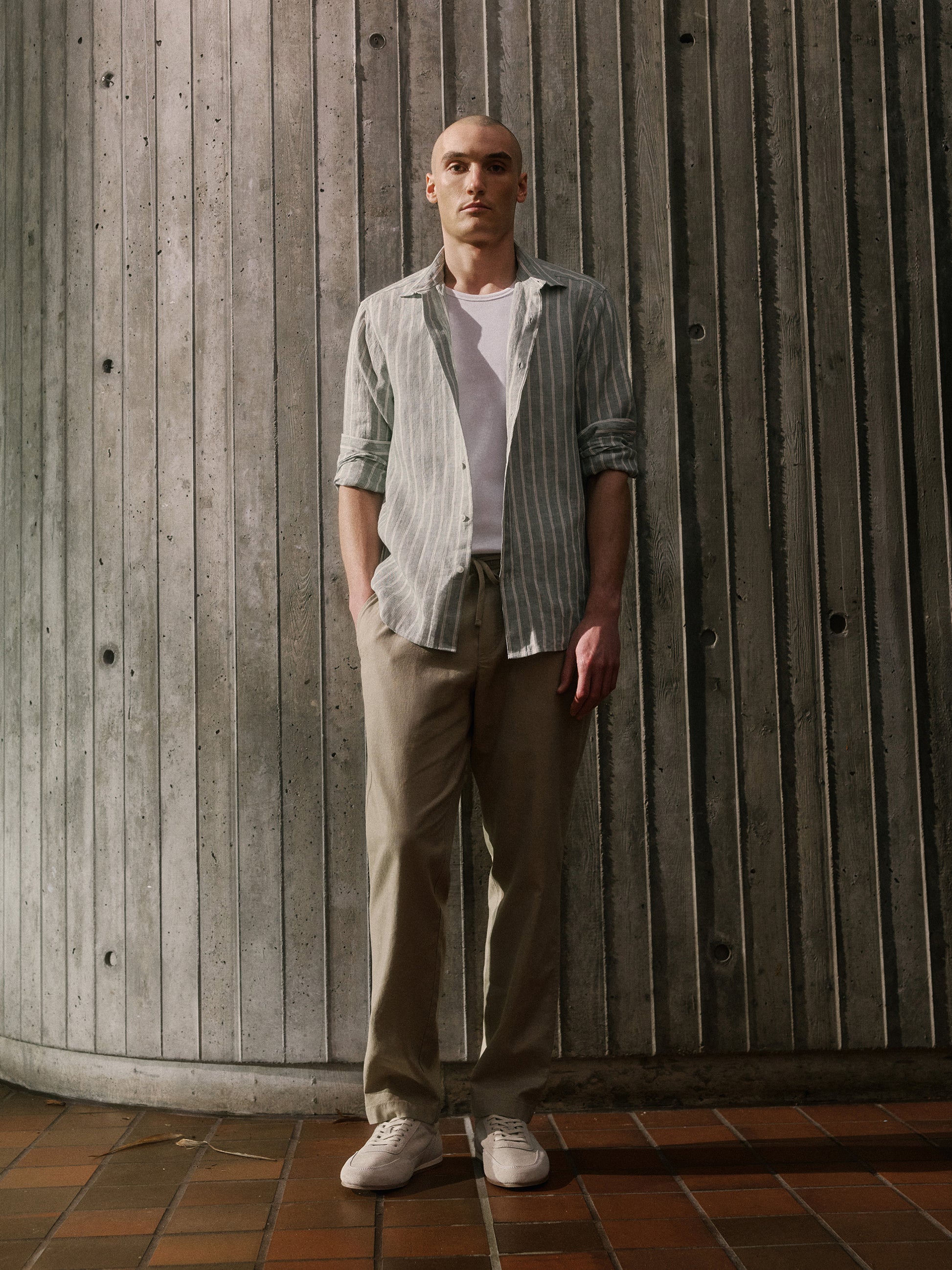 Striped Long-Sleeve Linen Shirt