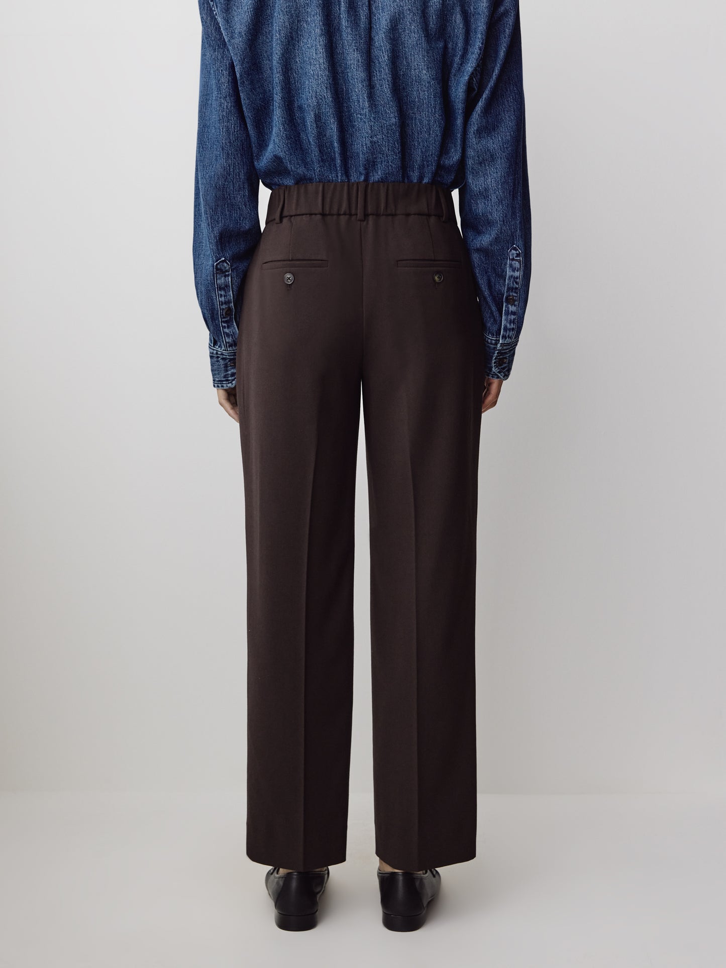 Woven Straight Crop Pant Mid Rise Stretch Fabric
