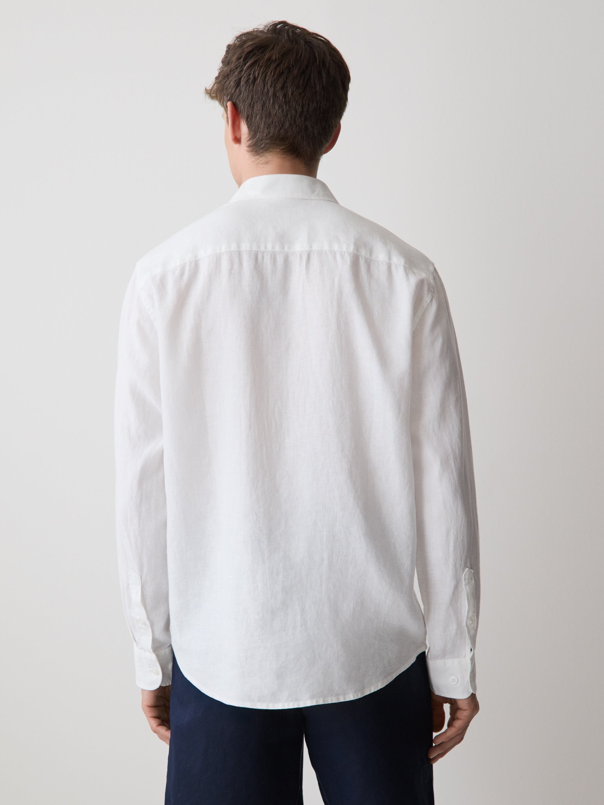 Mens Linen Woven Tailored Collar Shirt