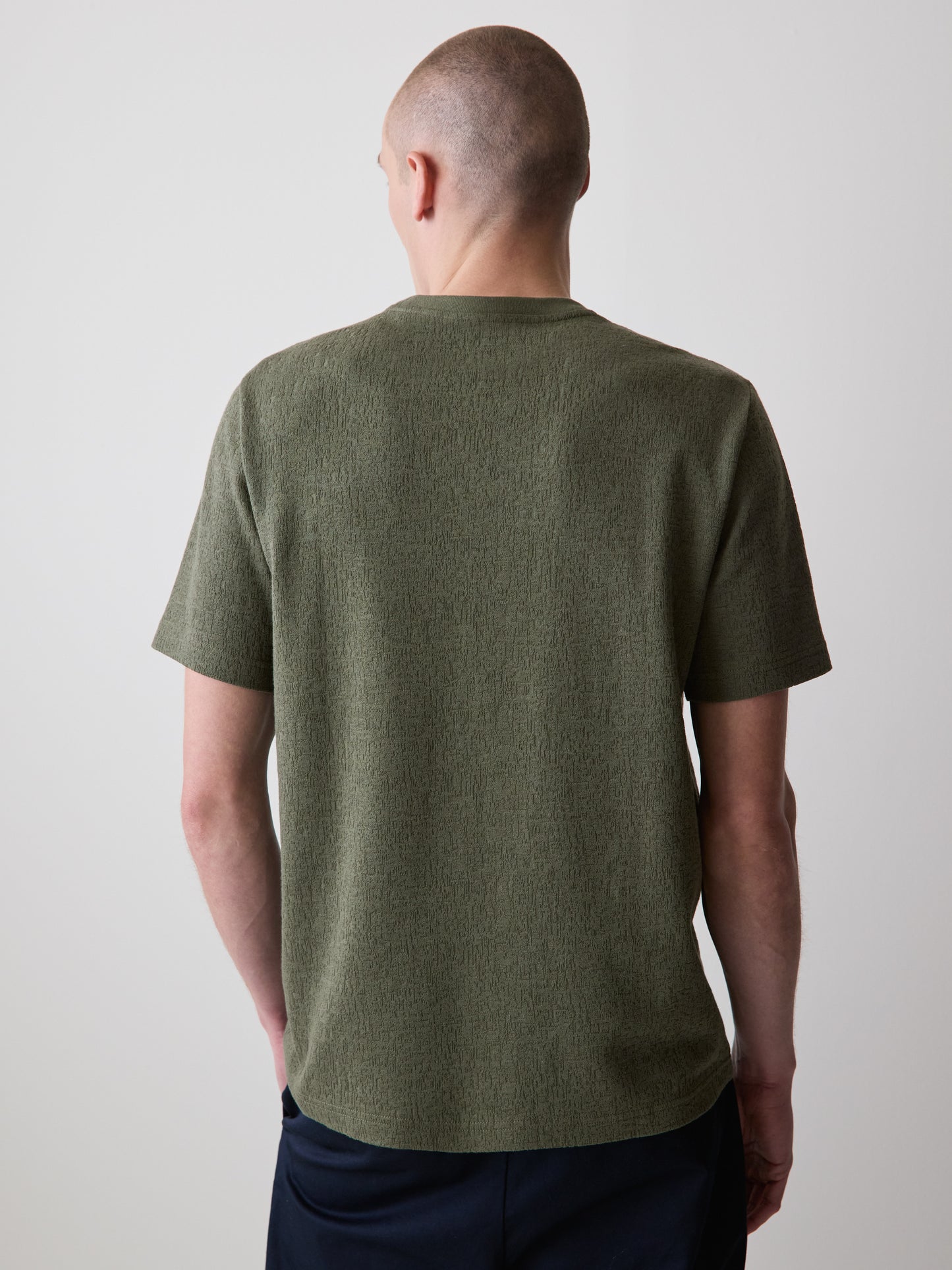 Mens Knit Burnout Crew Neck T-Shirt
