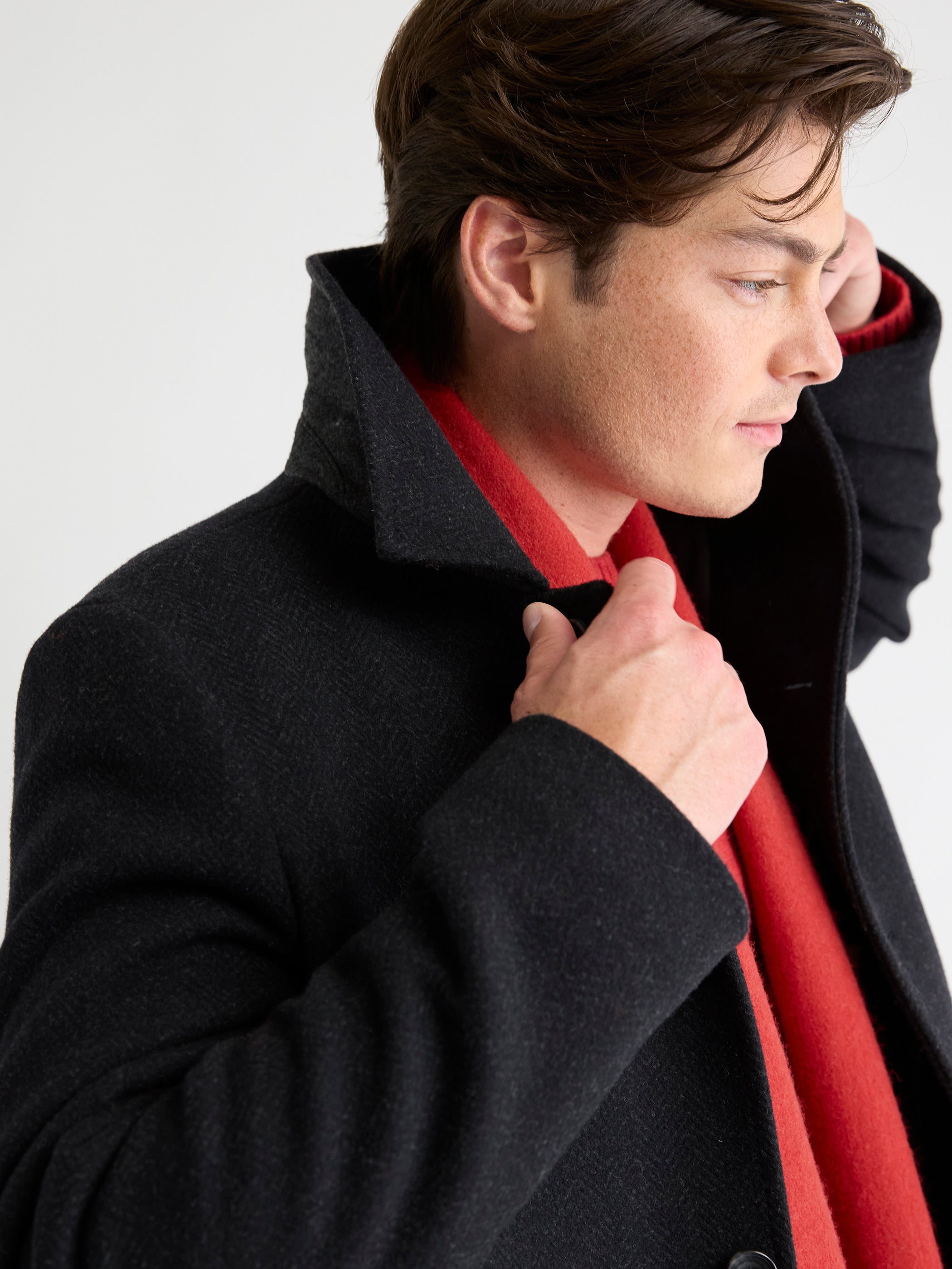 Manteau Mackintosh Classique à Chevrons à Col Chemisier