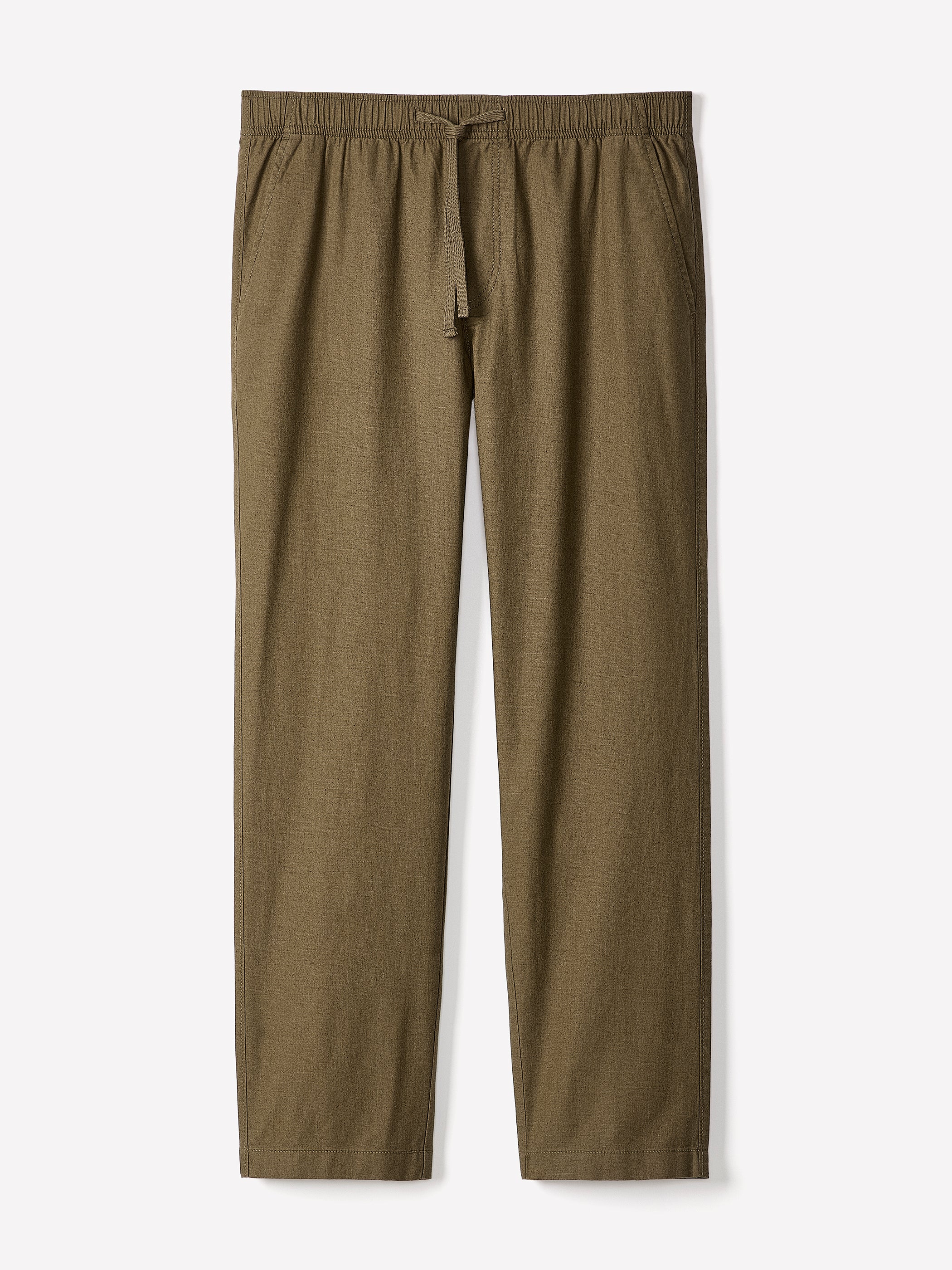 Linen-Blend Pants with Elastic Waistband and Drawstring