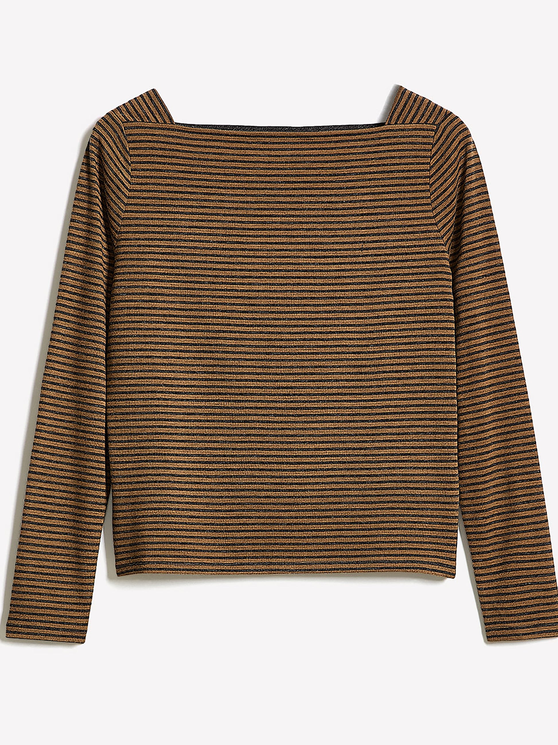 Striped Long-Sleeve Boat-Neck Top