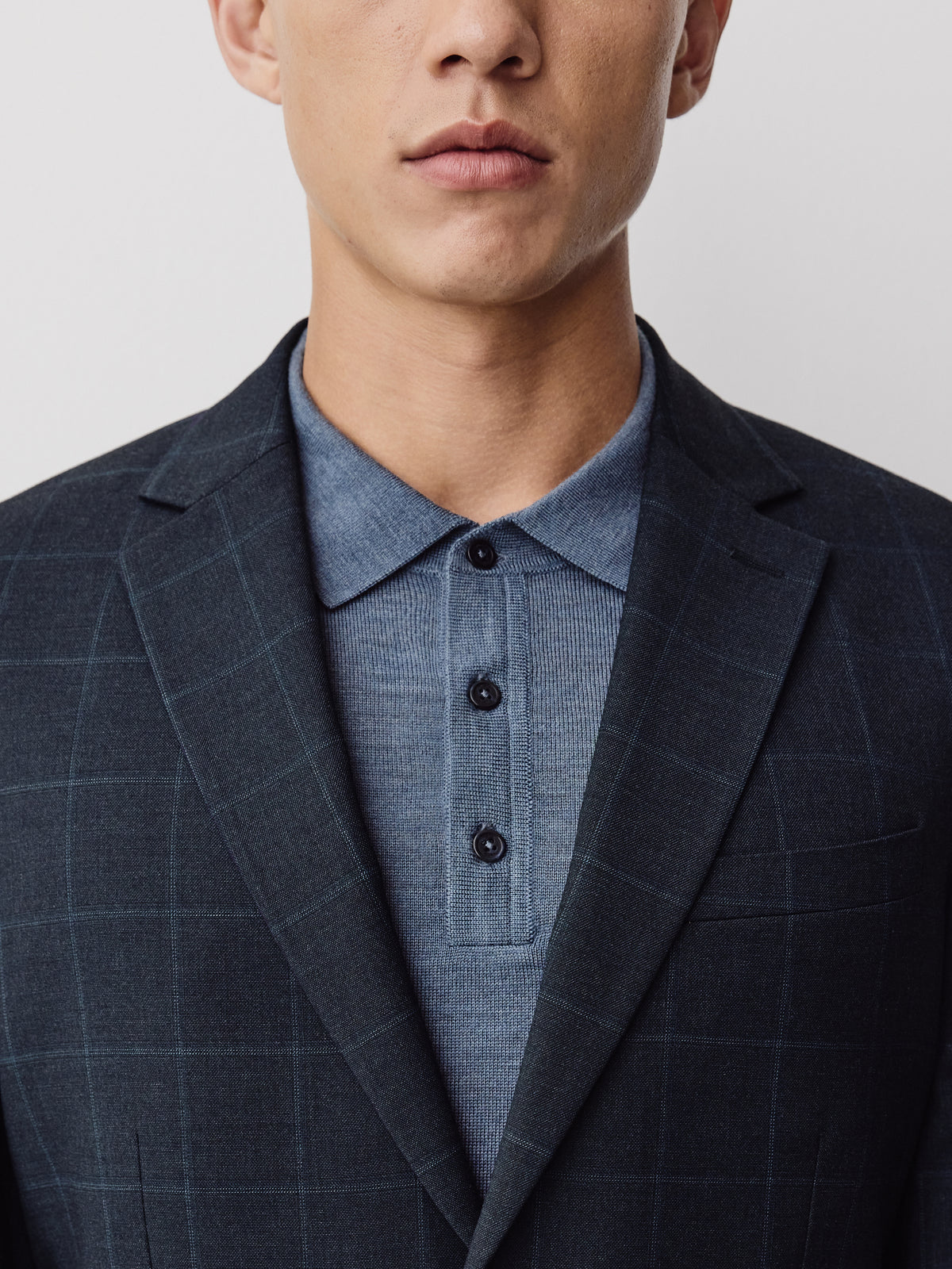Slim Fit Navy Windowpane Woven Blazer