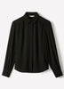 Silky Crepe Long-Sleeve Buttoned-Down Blouse