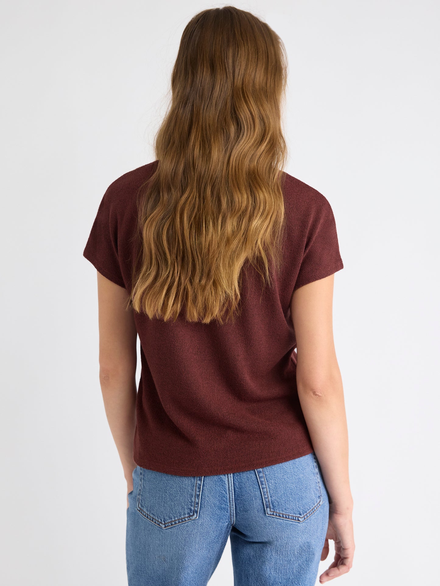 Crew-Neck Extended-Sleeve Bouclé Top