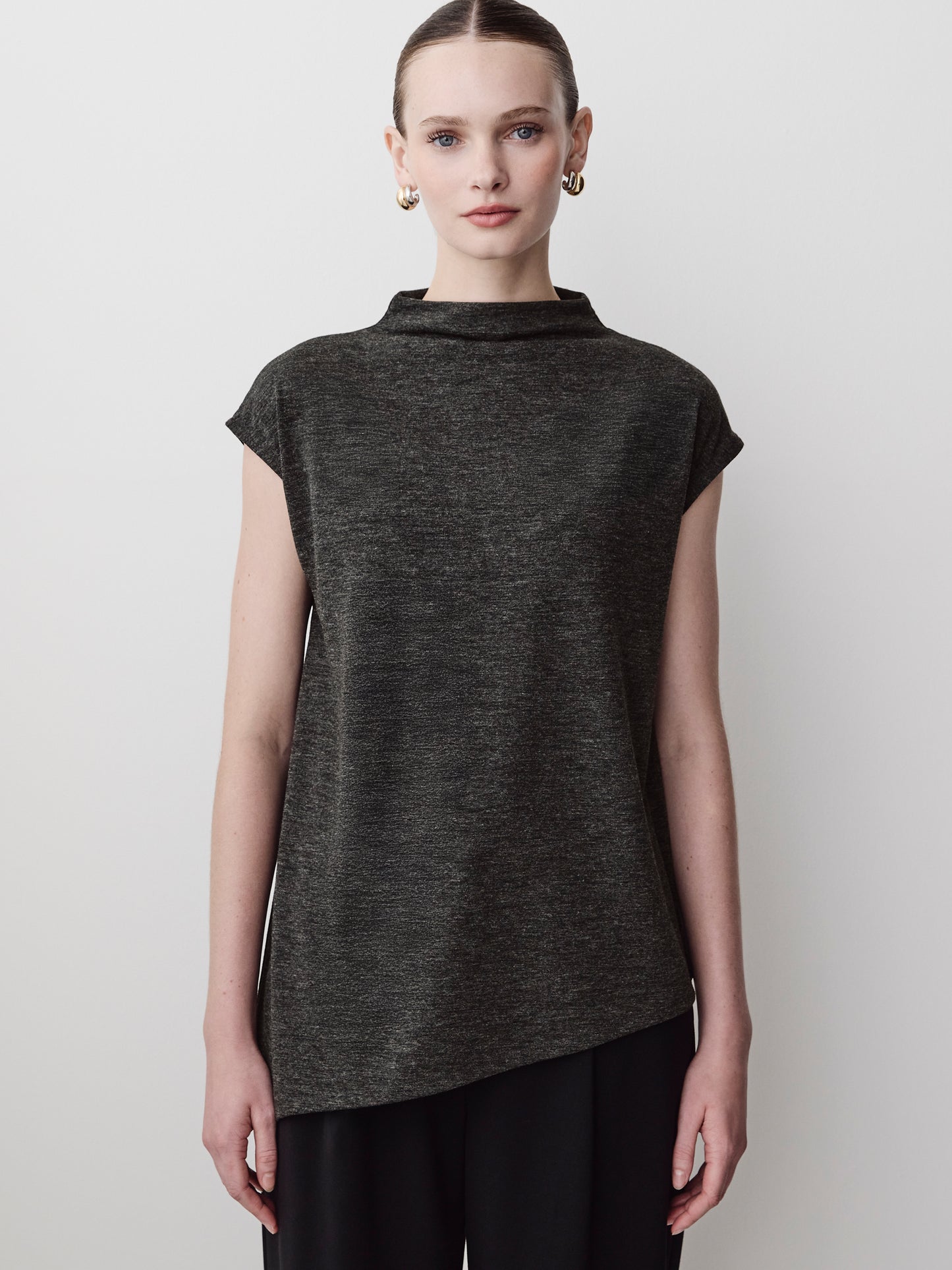 Knit Asymmetric Top Blend Fabric