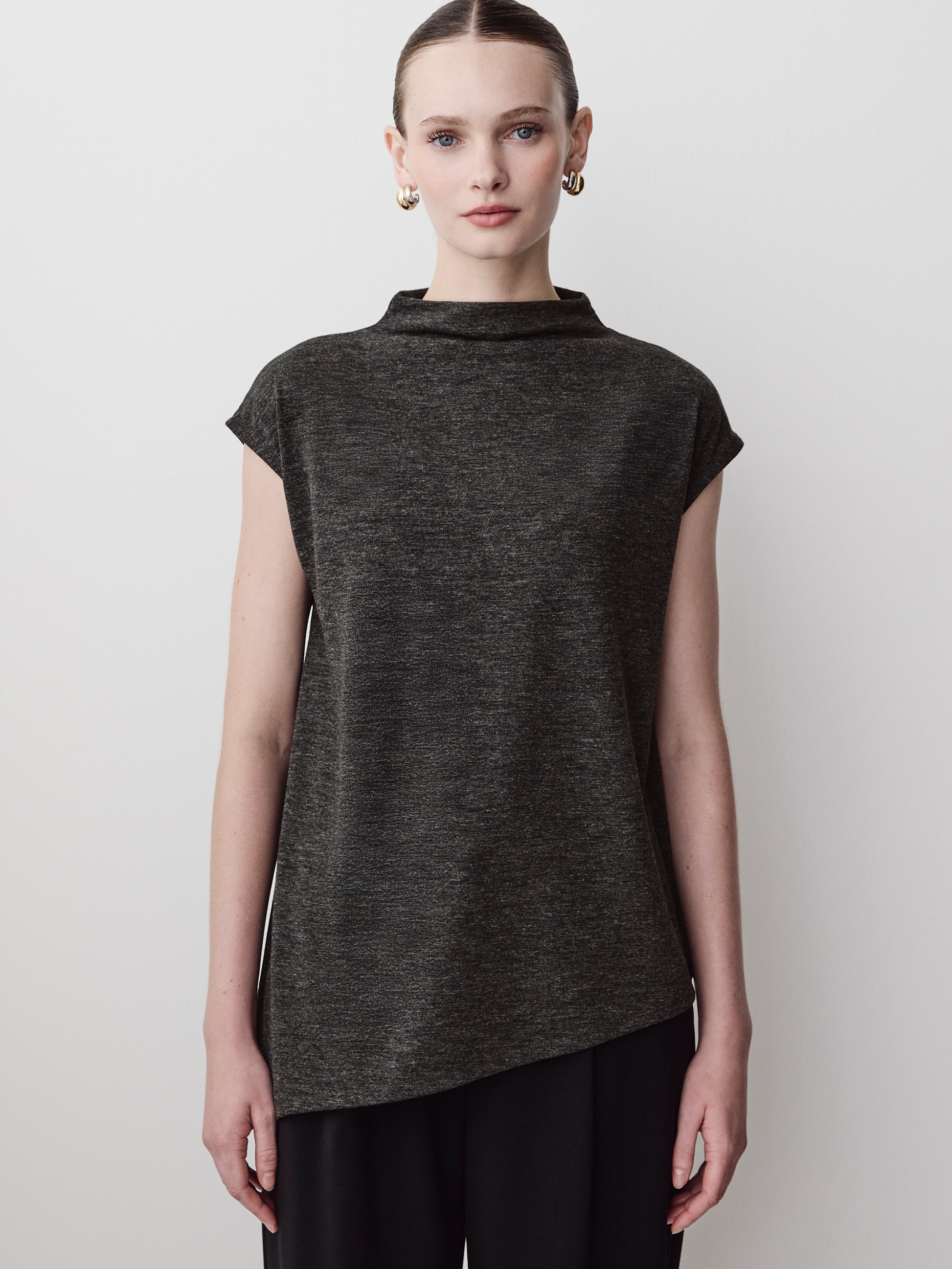 Knit Asymmetric Top Blend Fabric