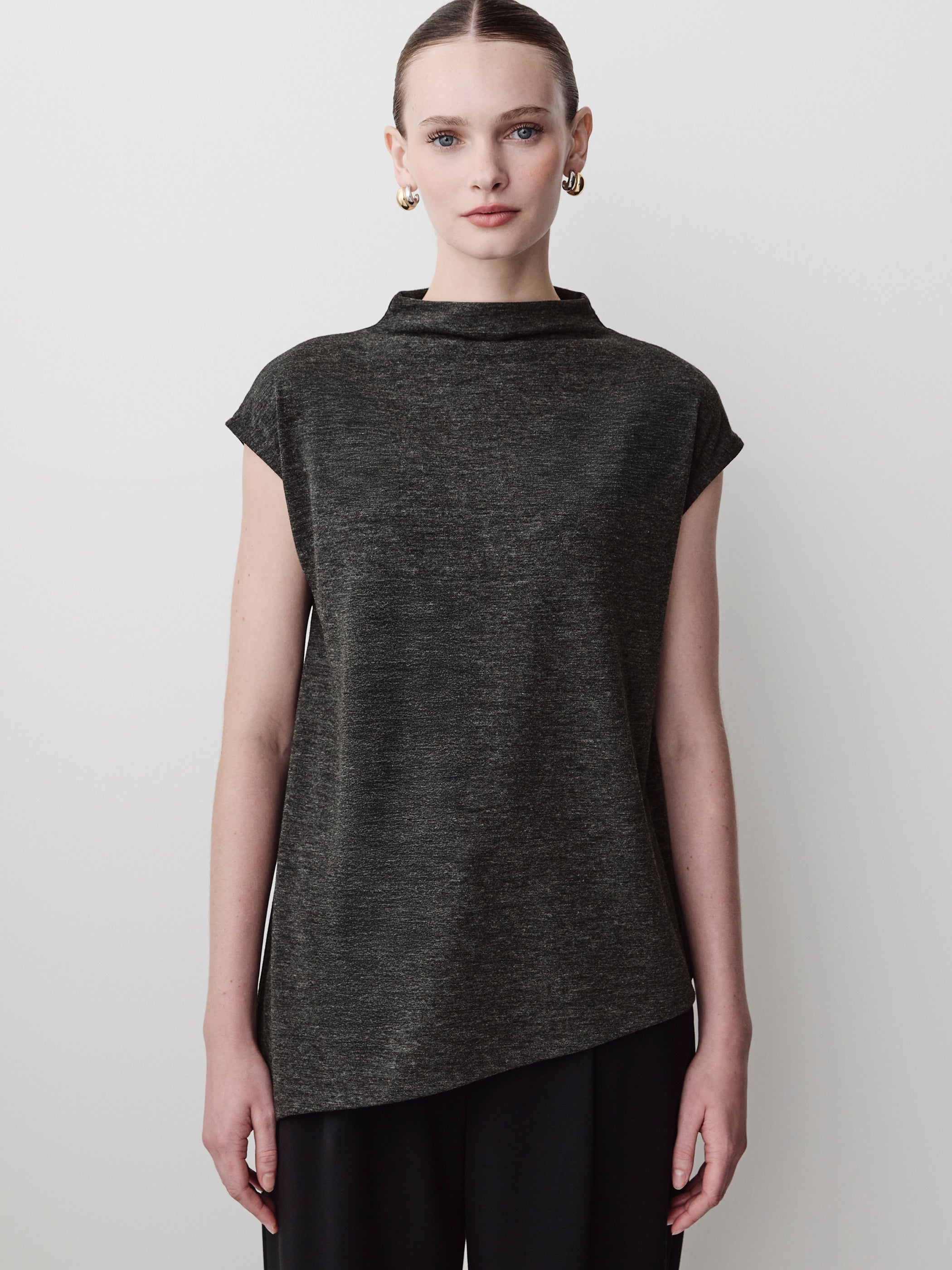 Knit Asymmetric Top Blend Fabric
