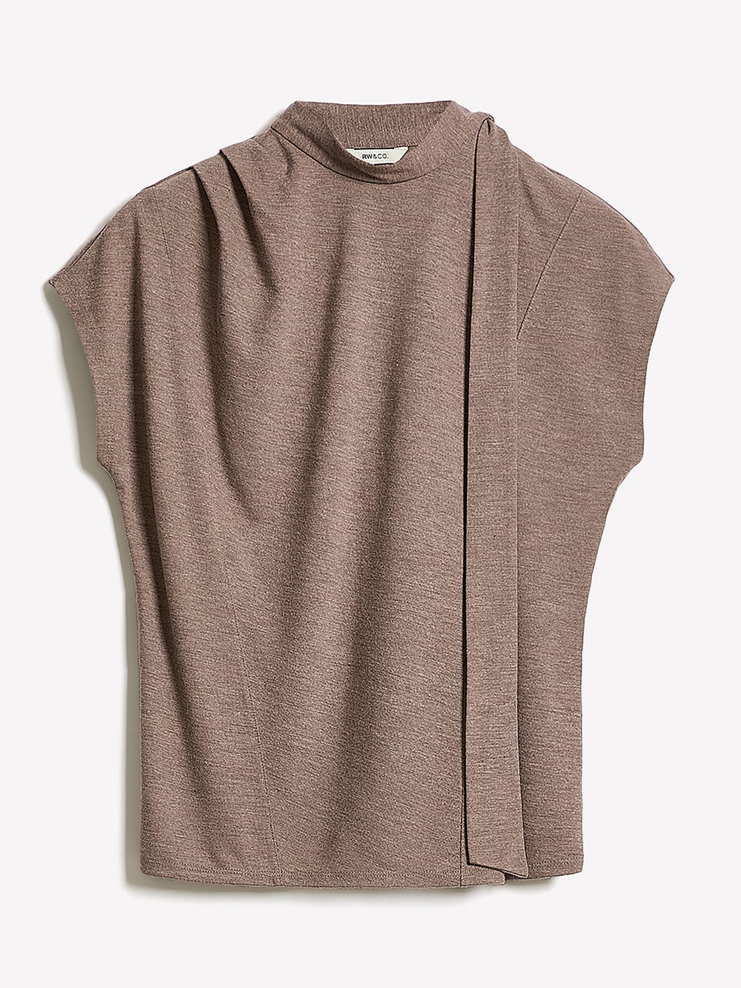 Extended-Sleeve Mock-Neck Top with Tie