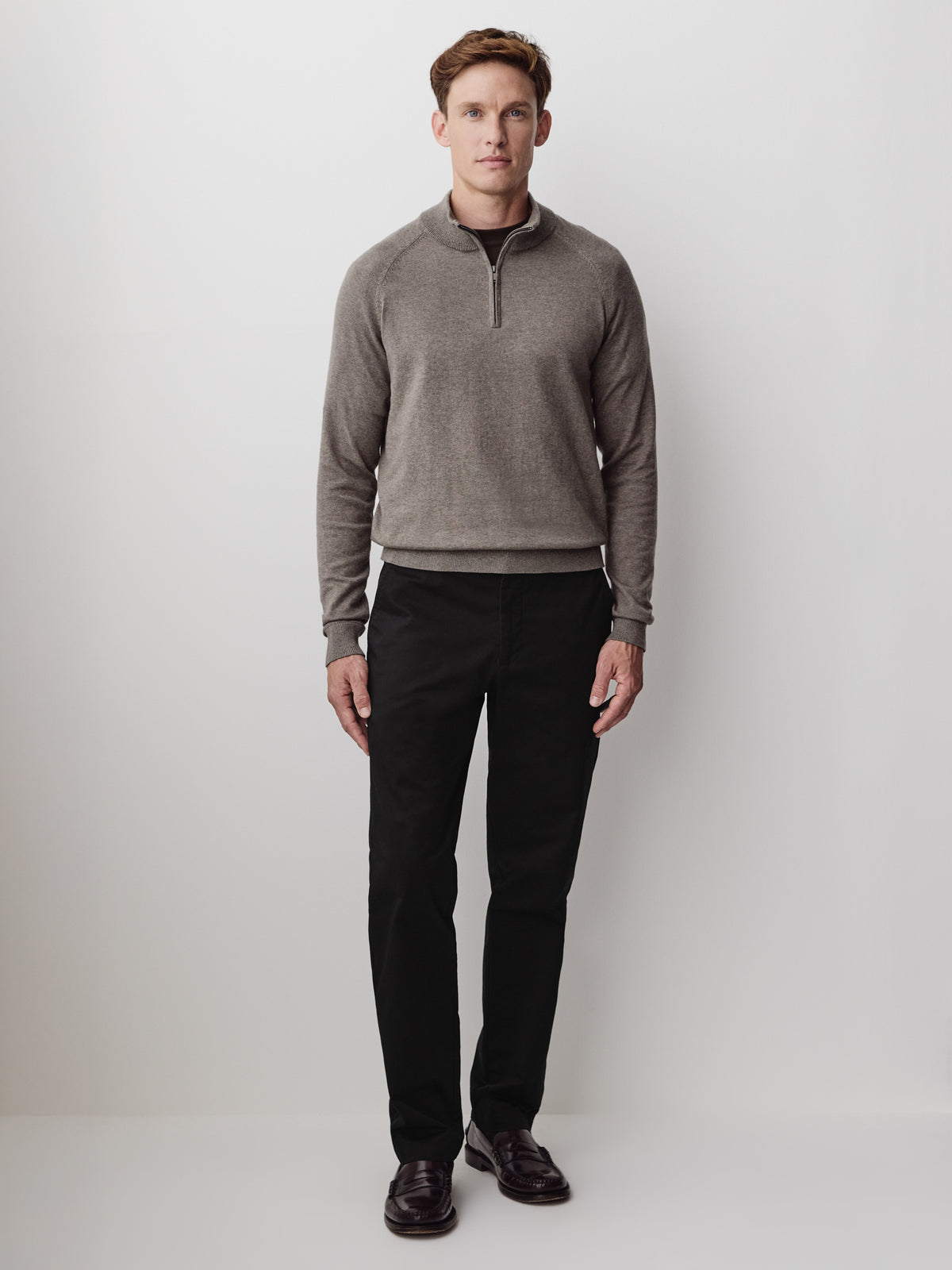 Long-Sleeve Half-Zip Mock-Neck Sweater
