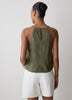 Woven Linen Blend Halter Top with Pleats