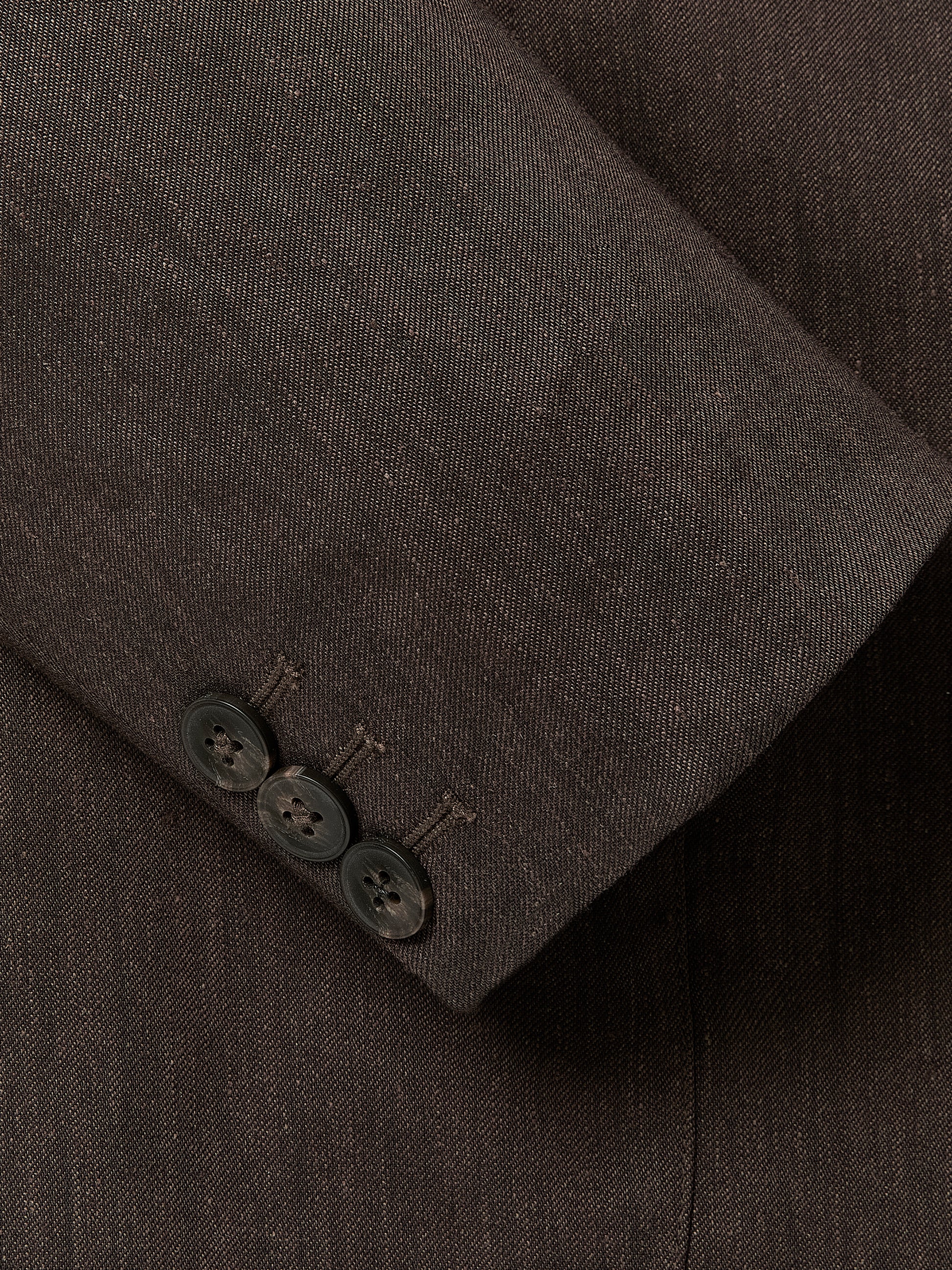 Slim-Fit Brown Linen-Blend Blazer