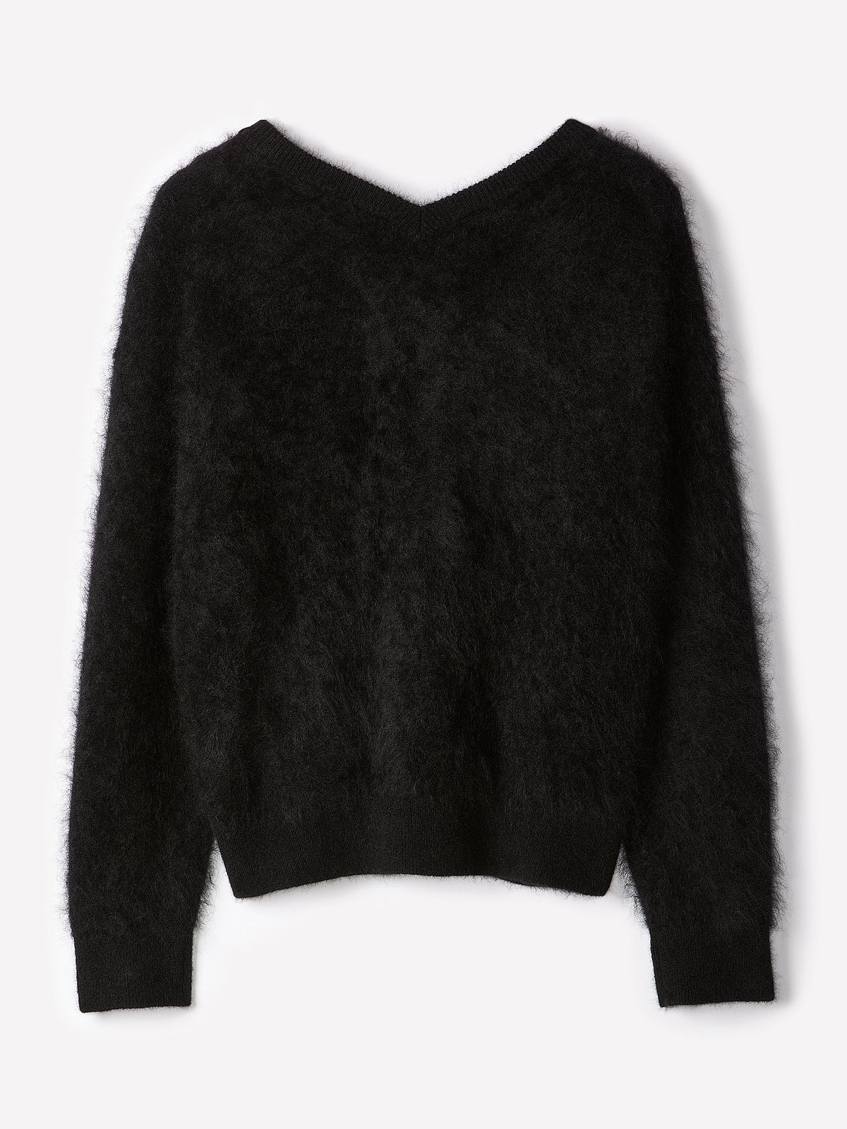 Long-Sleeve V-Neck Hairy Merino Sweater