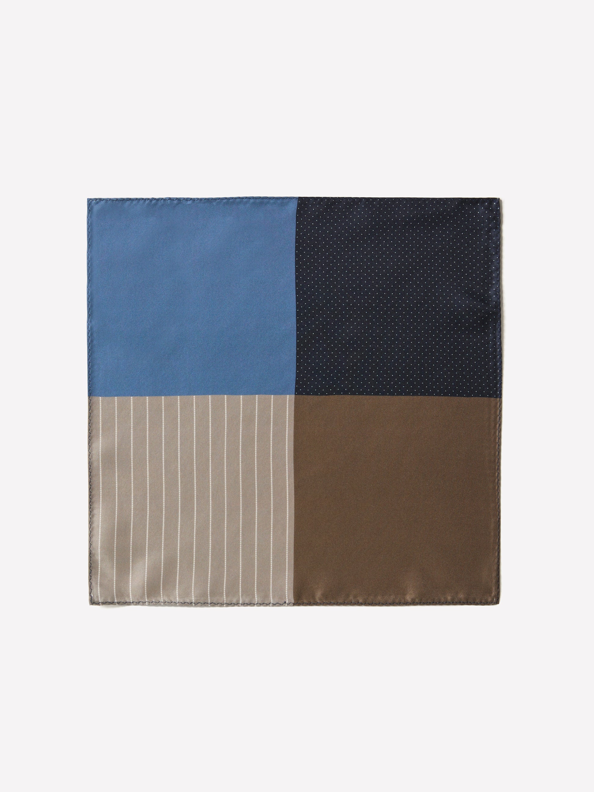 Men’s Silk Pocket Square Soft Beige Blue