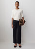 Black Mid-Rise Straight-Leg Cropped Pant