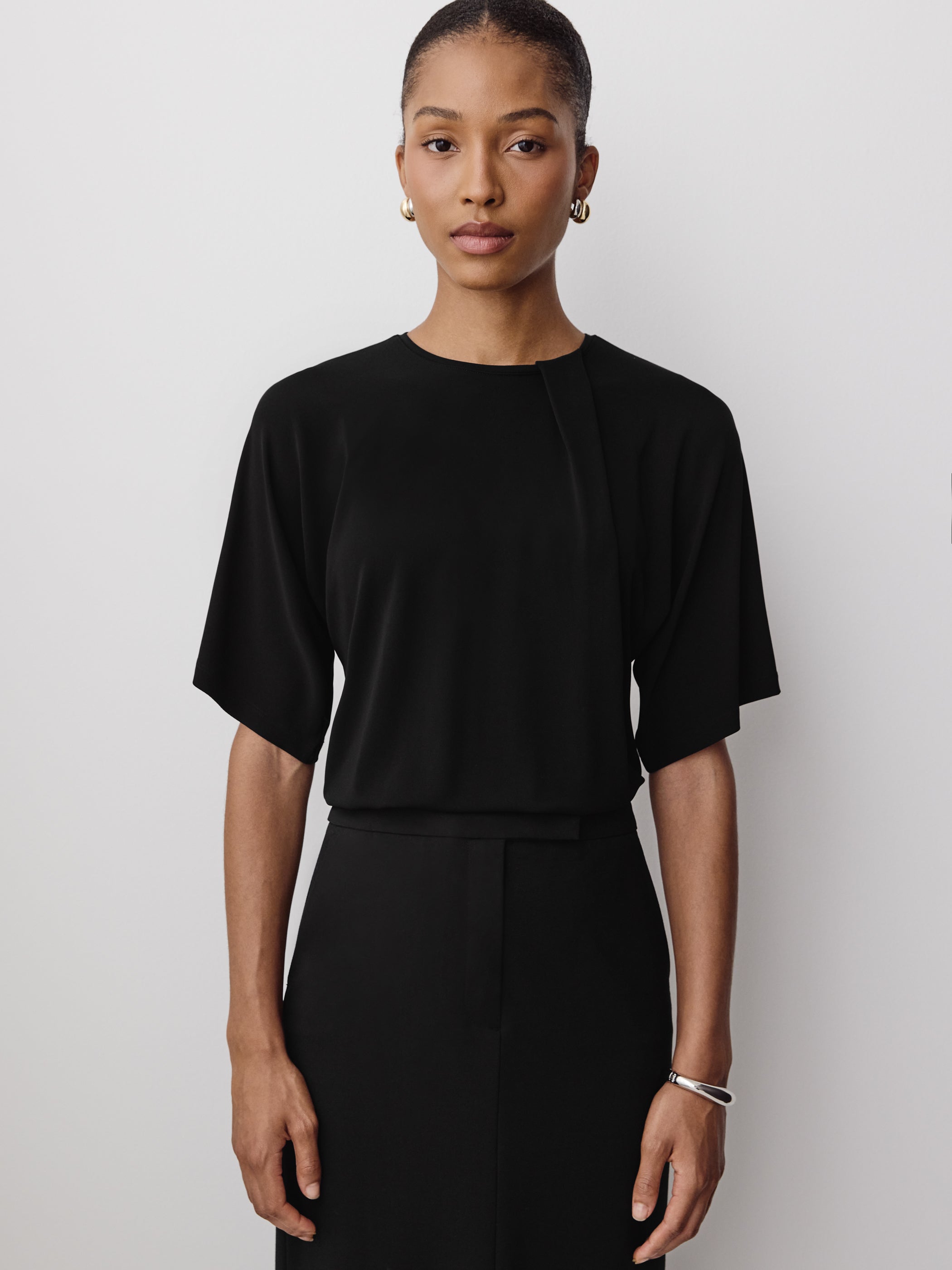 Knit Blouse High Twist Dolman Sleeve